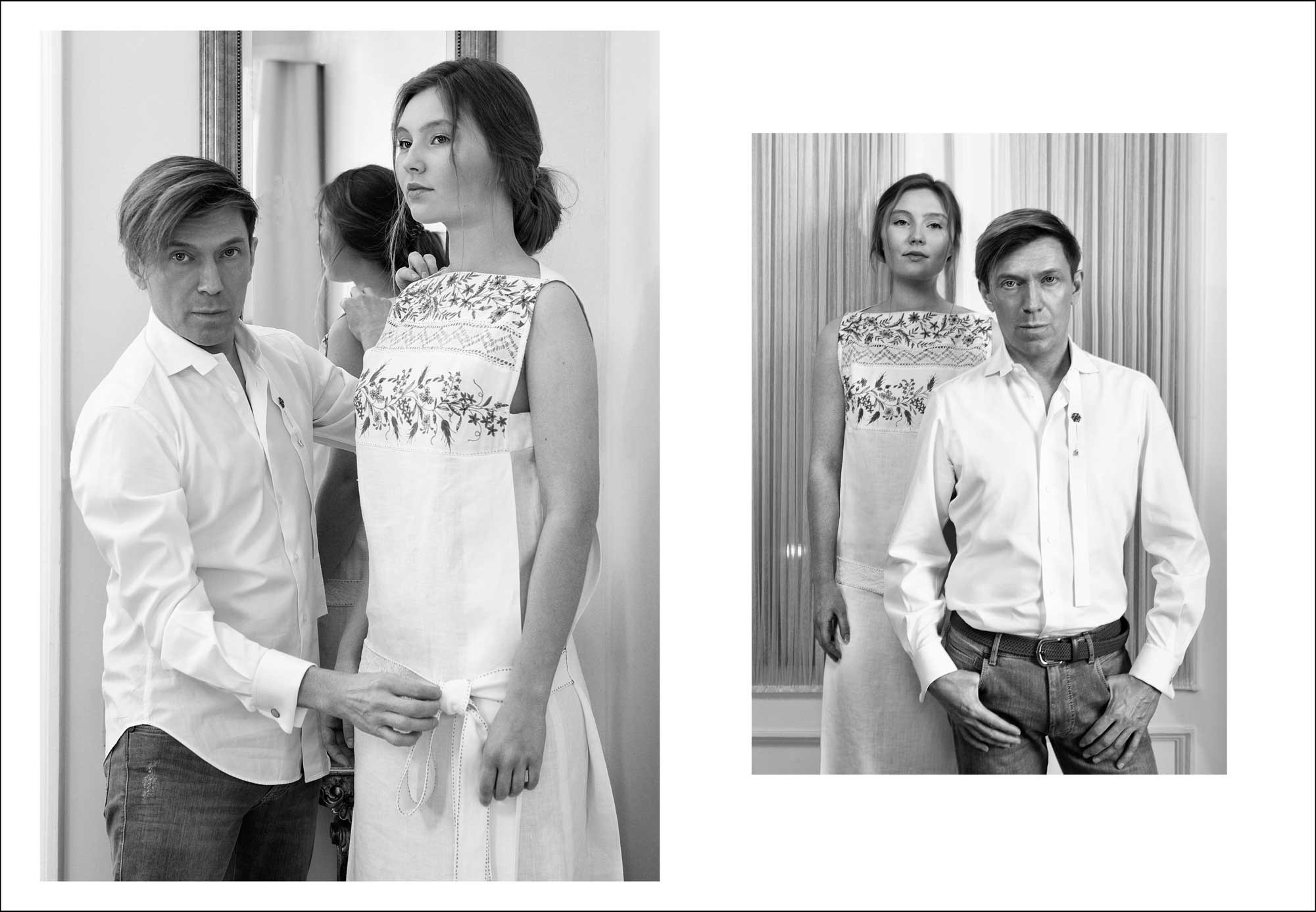 льняное платье, стиль "Sportizm", кружево, вышивка, @sergeyvasilyevcouture