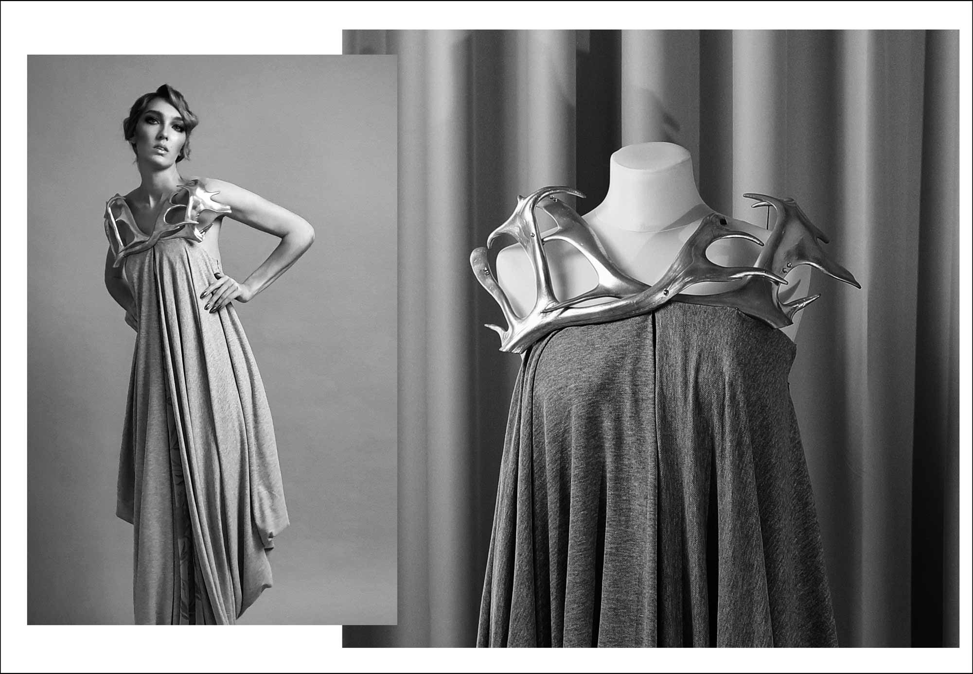 #Sergeyvasilyevcouture, платье-колье из рога оленя, съемка делового портфолио