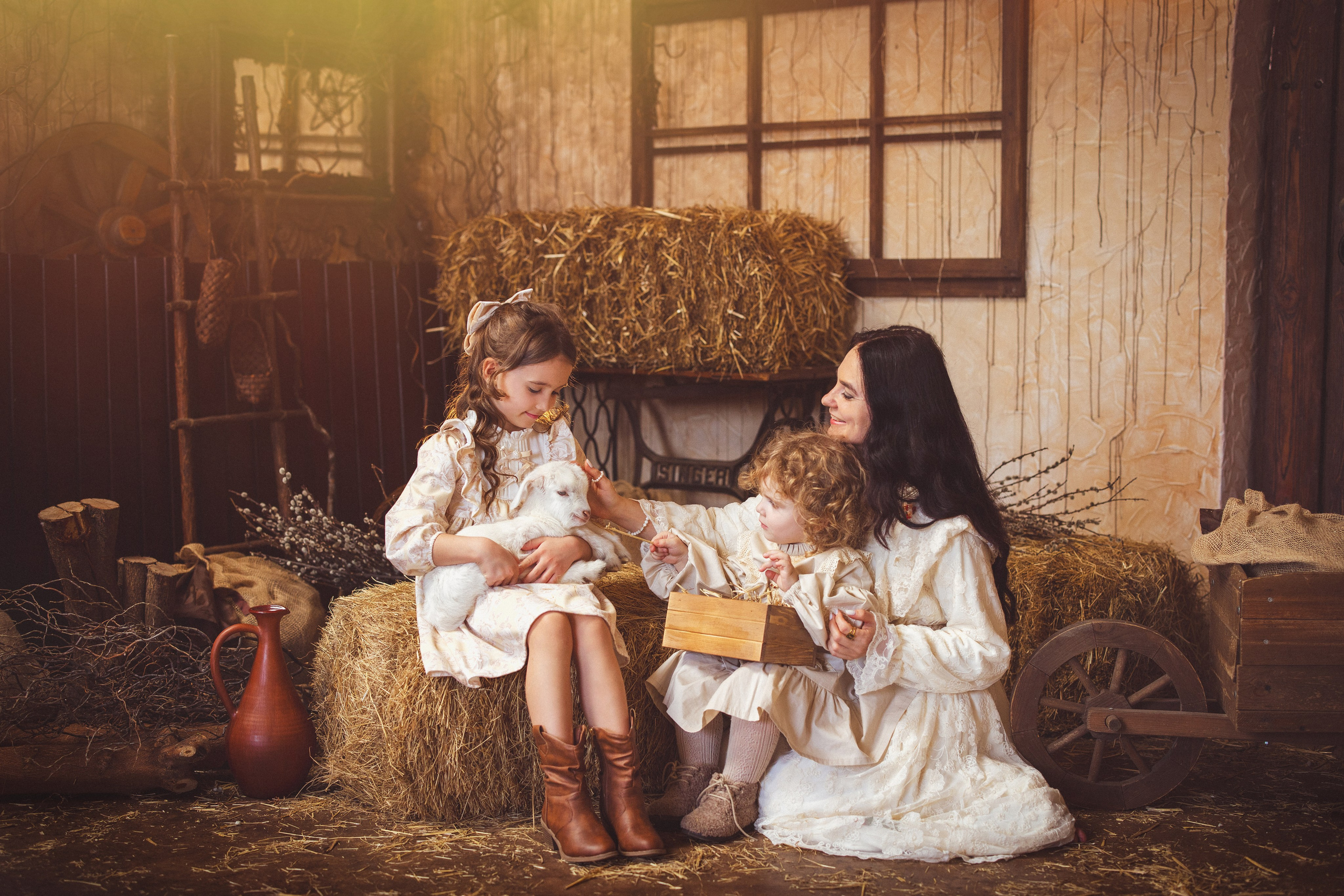 Пасхальный фотопроект с козочкой и утятами, в фотостудии «Эль» 2024 г. Семейный и детский фотограф в Краснодаре Анна Трашкова