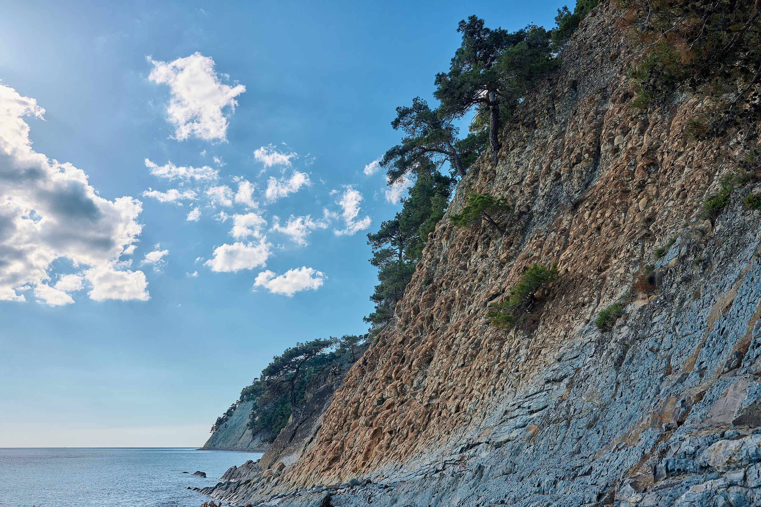 Краснодарский край, Геленджик, Новороссийск, Черное море, поселок Джанхот, пляж, скала Черепаха, сосна