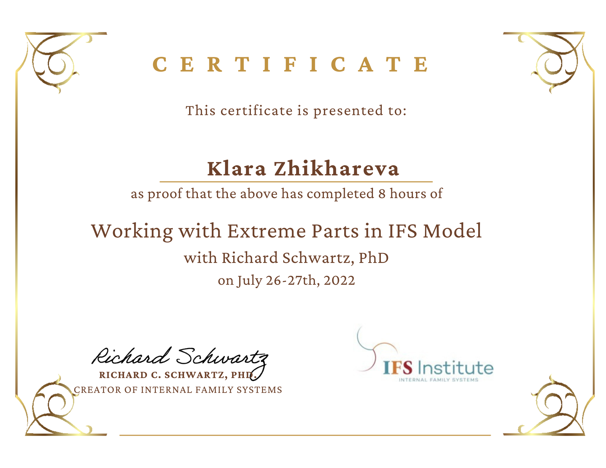 Клара Швец — сертифицированный IFS-терапевт, супервизор. Психотерапия, супервизия, обучение IFS
