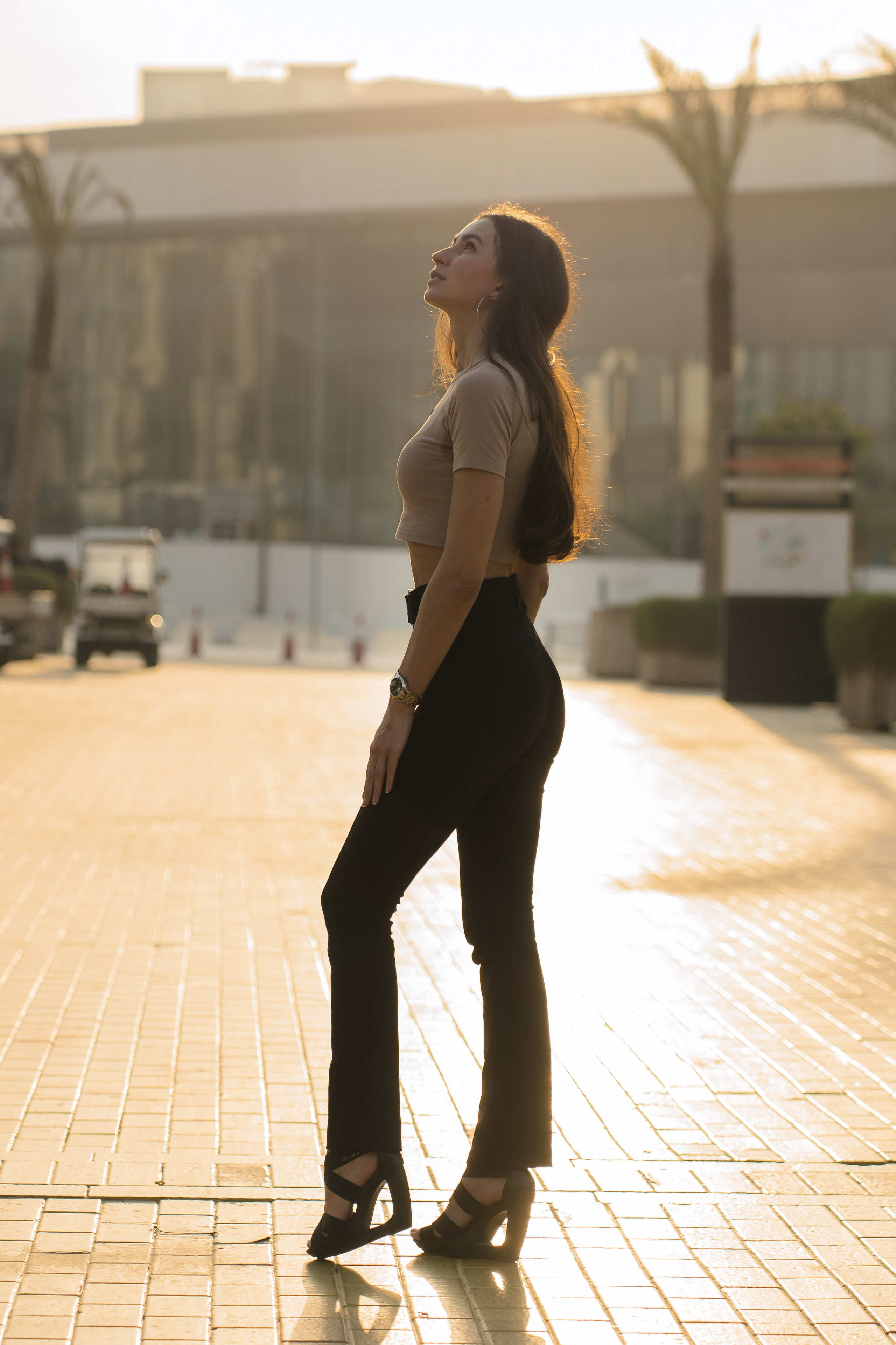 Cultural fashion shoot with Expo architecture