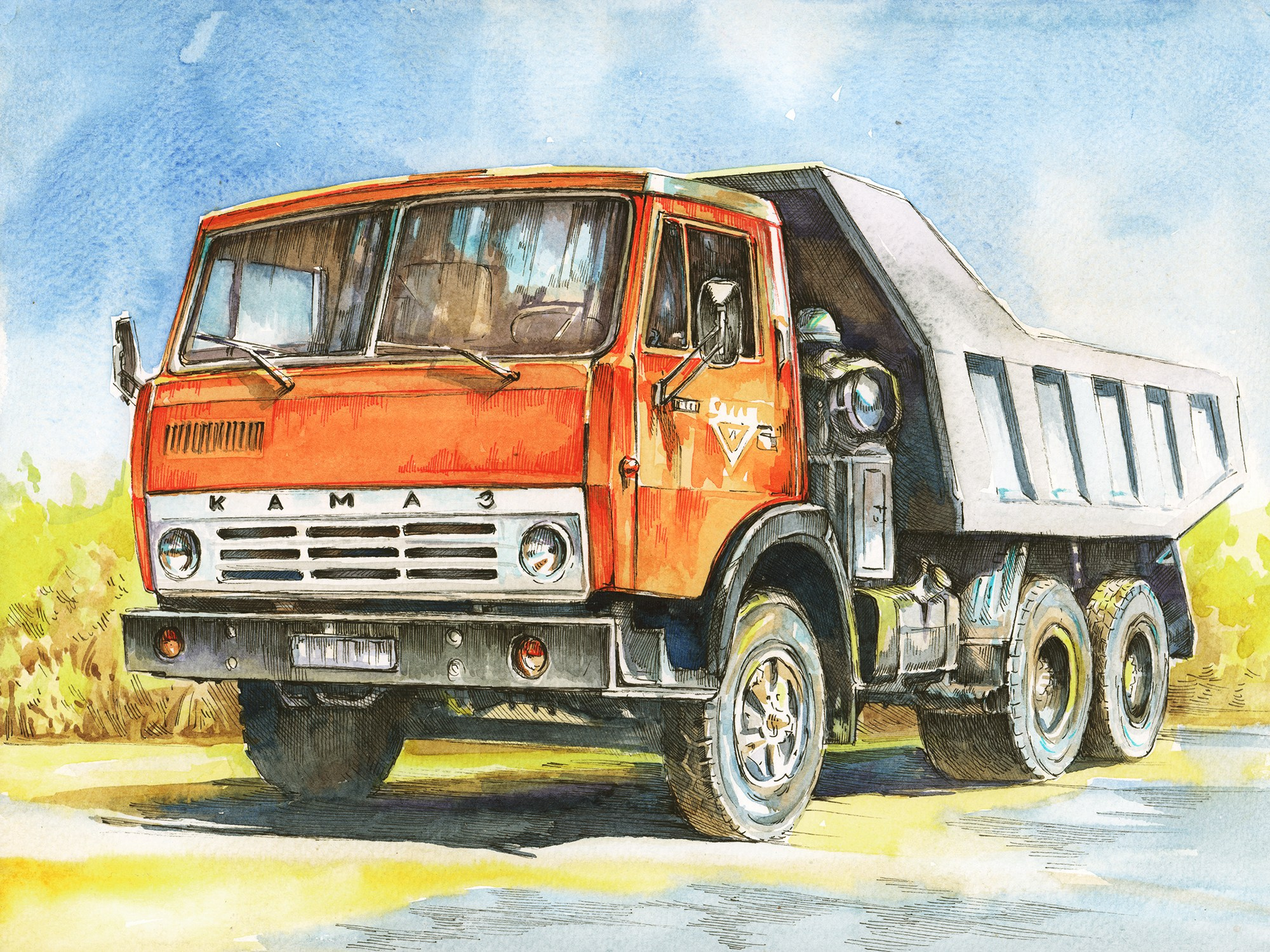 Легковые и грузовые автомашины СССР. Художник Александр Петрунин