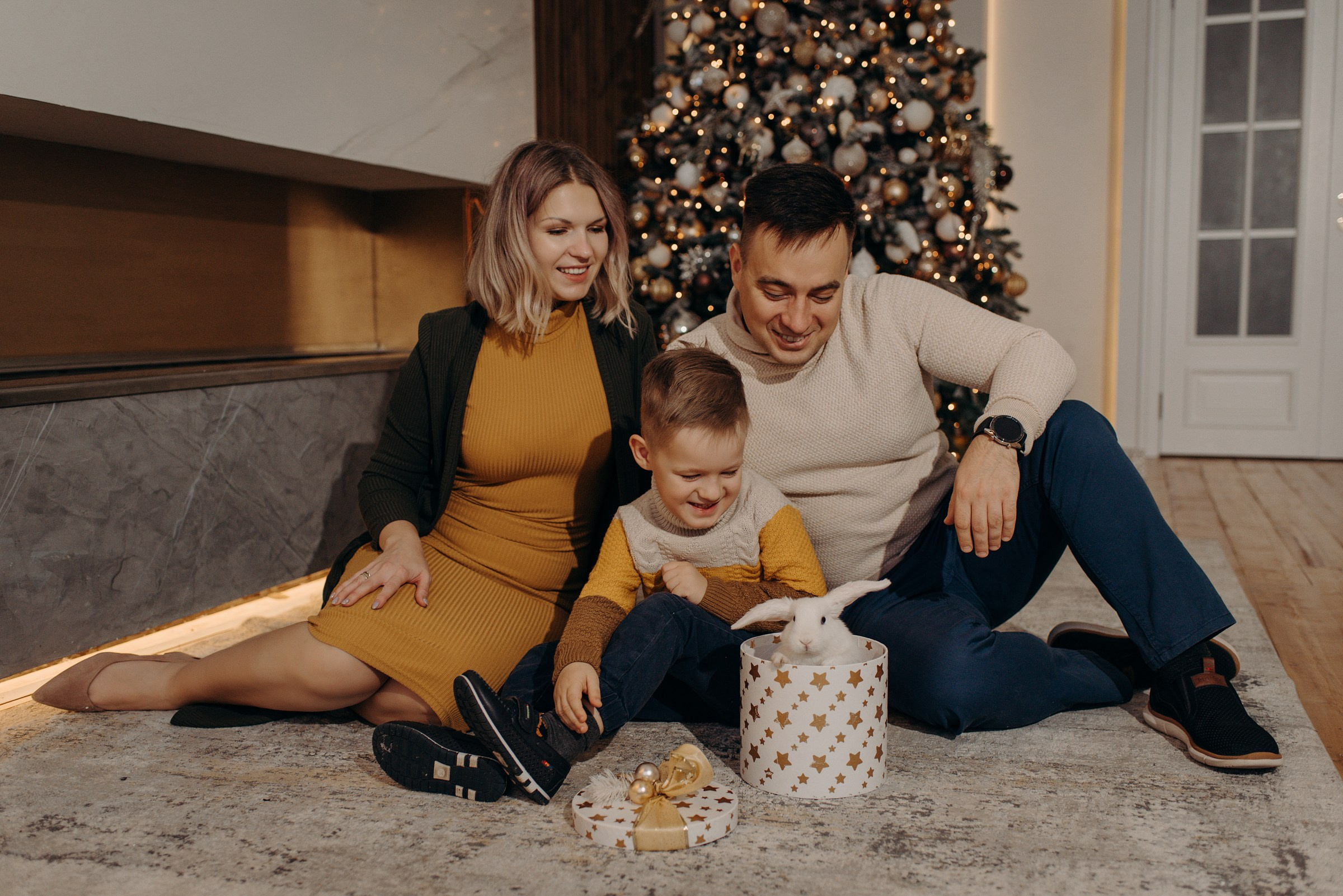 семейная новогодняя фотосессия в фотостудии