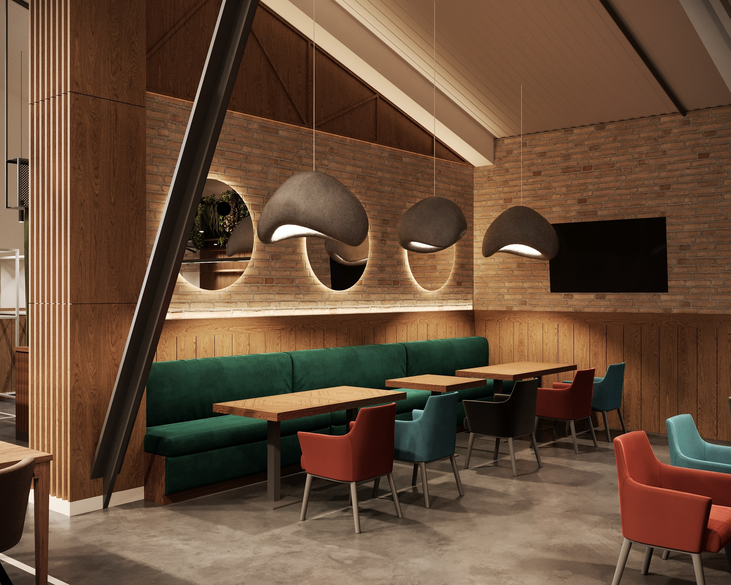 Дизайн кафе на мансардном этаже Ноябрьск. Архитектор-дизайнер в Казани