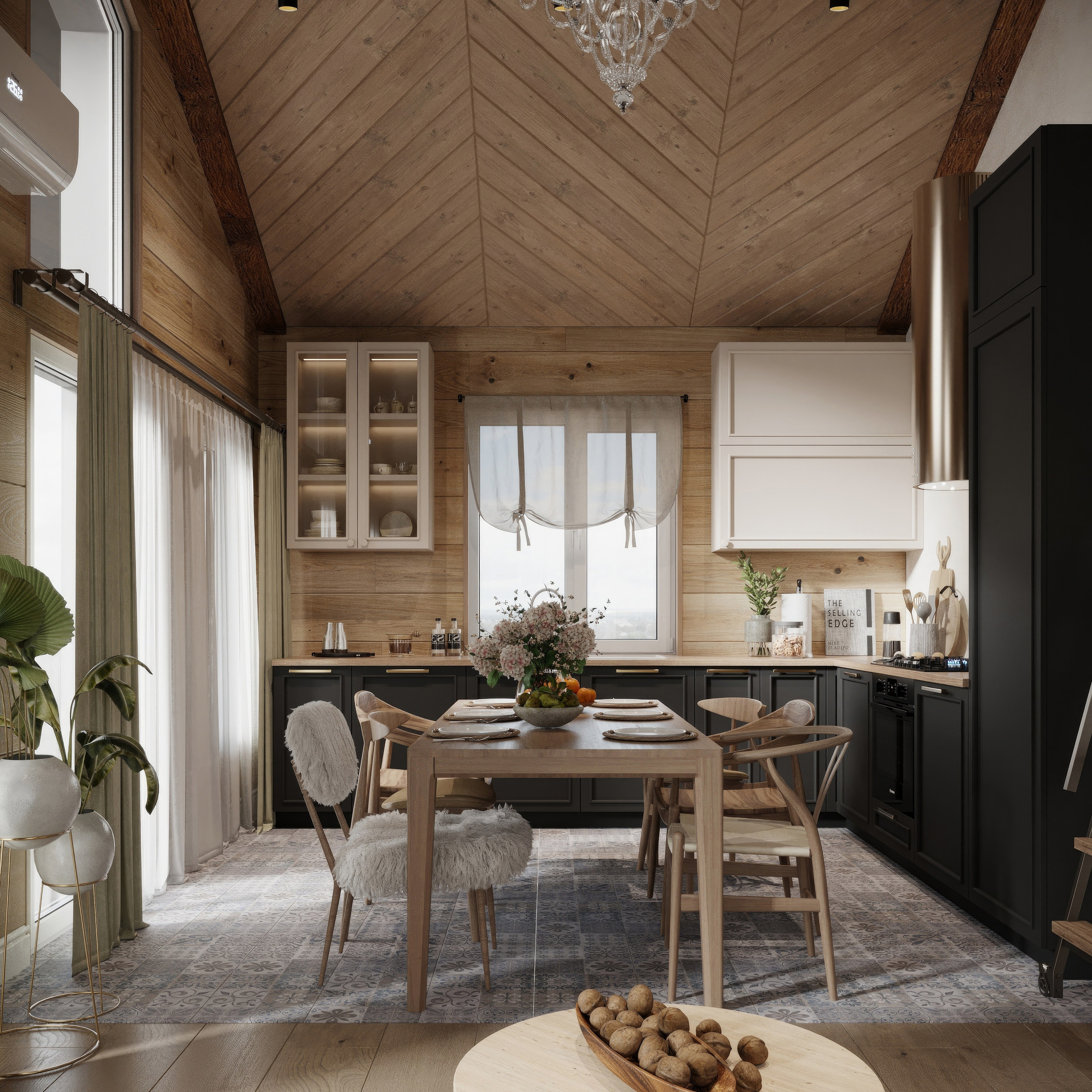 Countryside Cottage — Interior Design with Natural Materials. 3D INTERIOR AND ARCHITECTURE VISUALIZATION