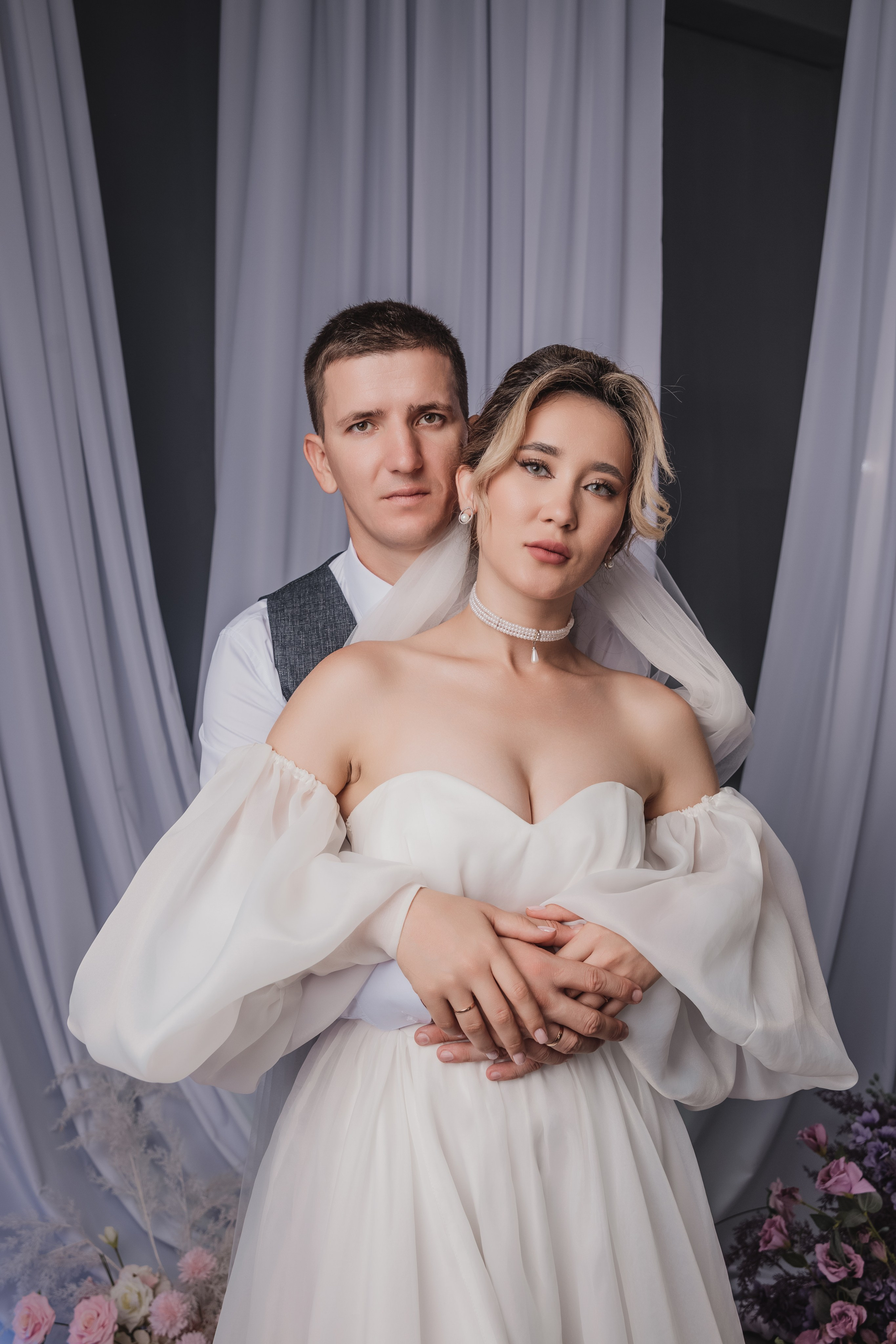 Свадебная фотосессия в фотостудии г. Саратова Яна и Сергей 28.08.2024. Свадебный фотограф, портретный фотограф в Москве и Саратове Оксана Анциферова