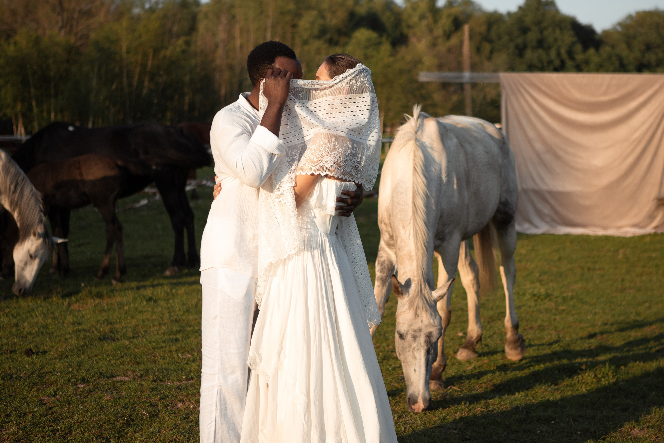 Свадебная фотосессия в Москве и Подмосковье. Свадебная фотосессия с лошадьми. Необычная фотосессия. Идеи для фотосъемки. Фотосессия на улице. Лучший фотограф Москвы.