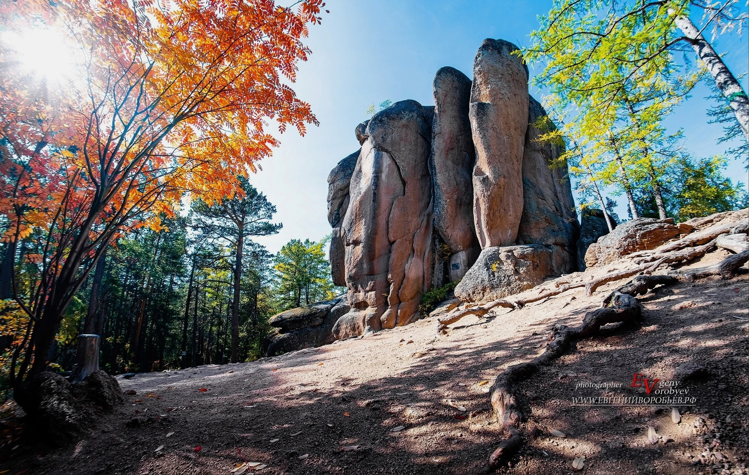 Экскурсия национальный парк заповедник Красноярские столбы цена заказать забронировать фото тур интересные места достопримечательности что посмотреть где побывать в Красноярске  Туристический маршрут центральные столбы скала Перья Дед Львиные ворота первый второй столб Фотосессия фотограф Красноярск природа пейзаж аэросъёмка с FPV дрона квадрокоптера