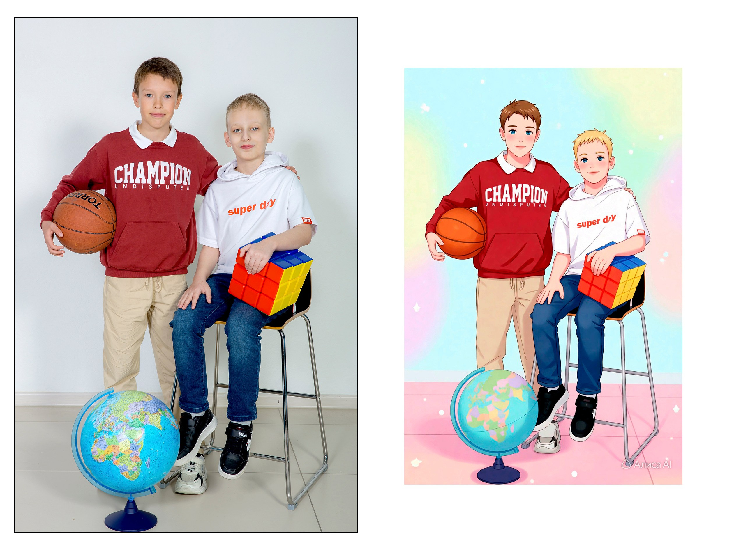 4А в СТУДИИ + АНИМЕ от ИИ Алиса. Семейный фотограф в Новороссийске Игорь Белослюдцев