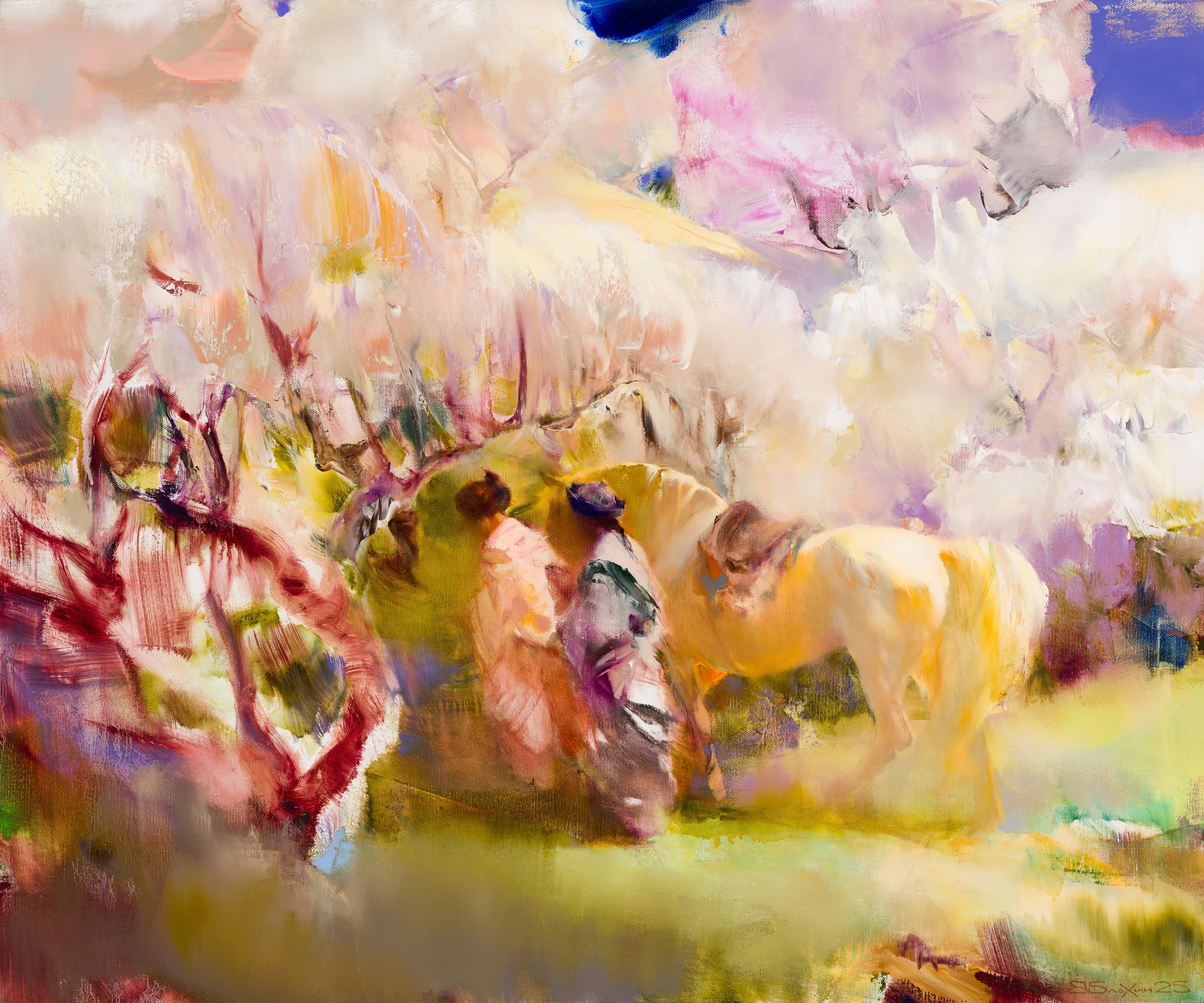 «Весна. Свидание» - художник Валерий Блохин (холст, масло, 100x120 см, 2025)