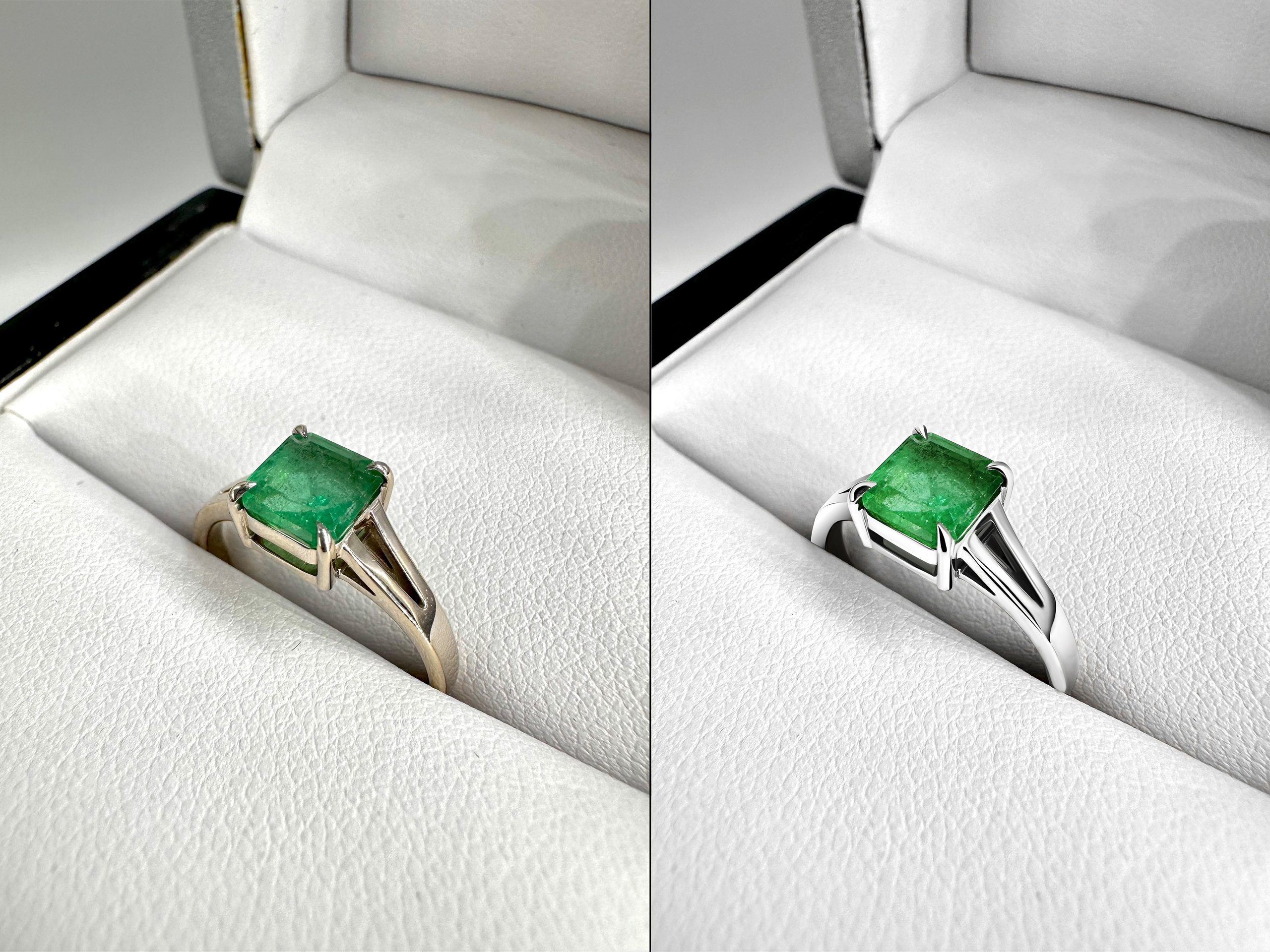 Пример ювелирной ретуши до/после для бренда.