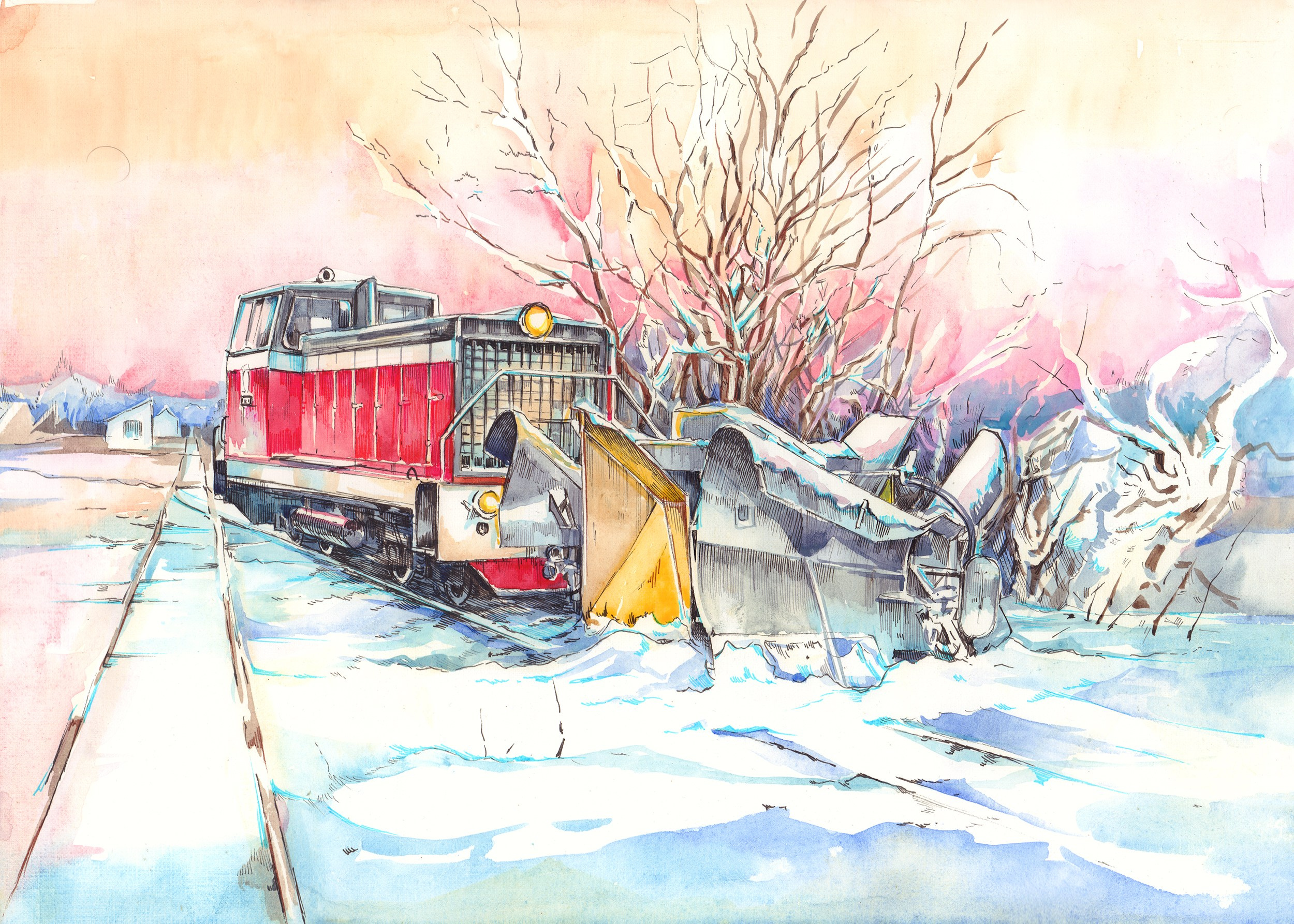 Узкоколейные железные дороги. Художник Александр Петрунин