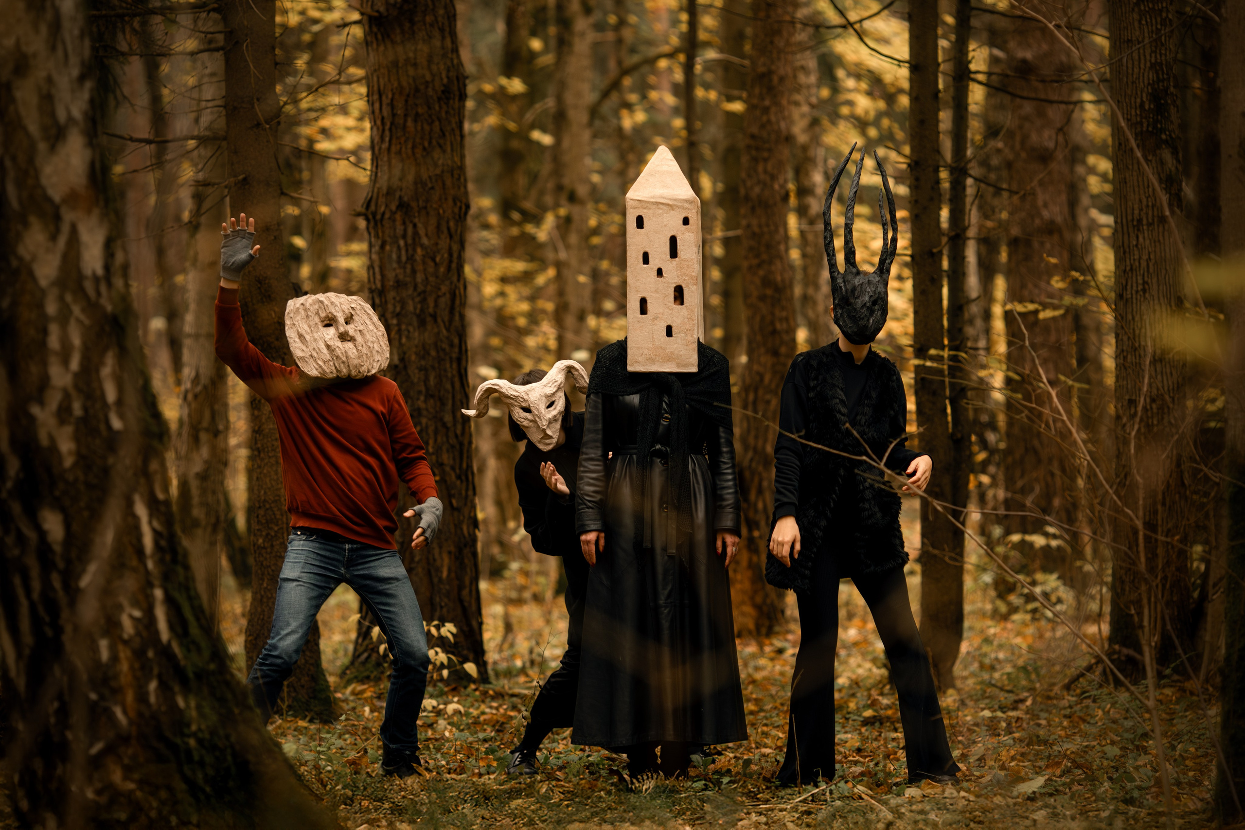 Фотопроект «Духи леса» — маски из папье-маше, свет и тишина природы. Фотограф Анна Грошикова — авторская съёмка на рассвете и закате в Москве, Мытищах, Солнечногорске и Московской области