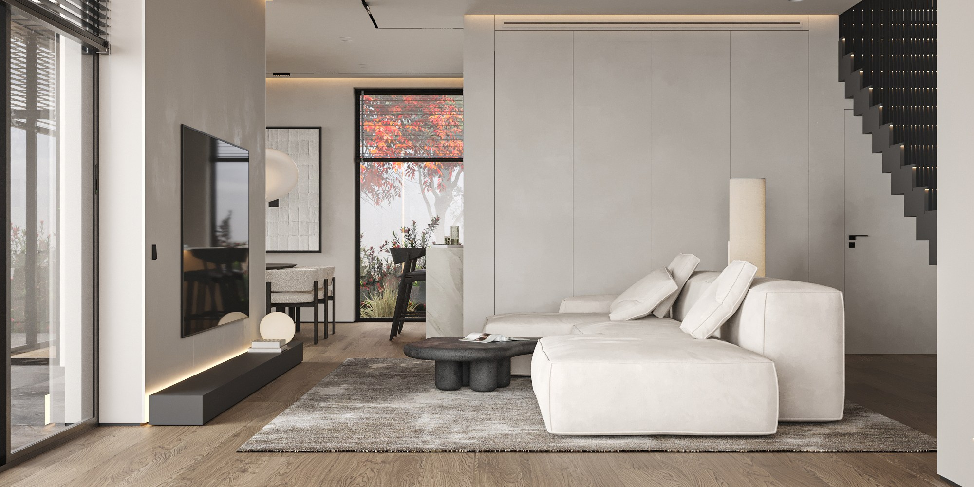 Кухня-гостиная ЖК «Паруса мечты». 3D визуализация интерьера Надежда Соколова