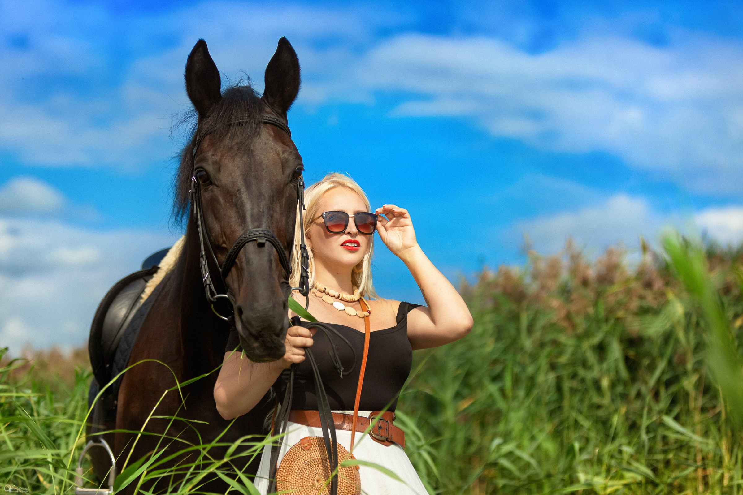 Фотосессии с лошадьми летом. Фотограф женский и мужской портрет Санкт-Петербург