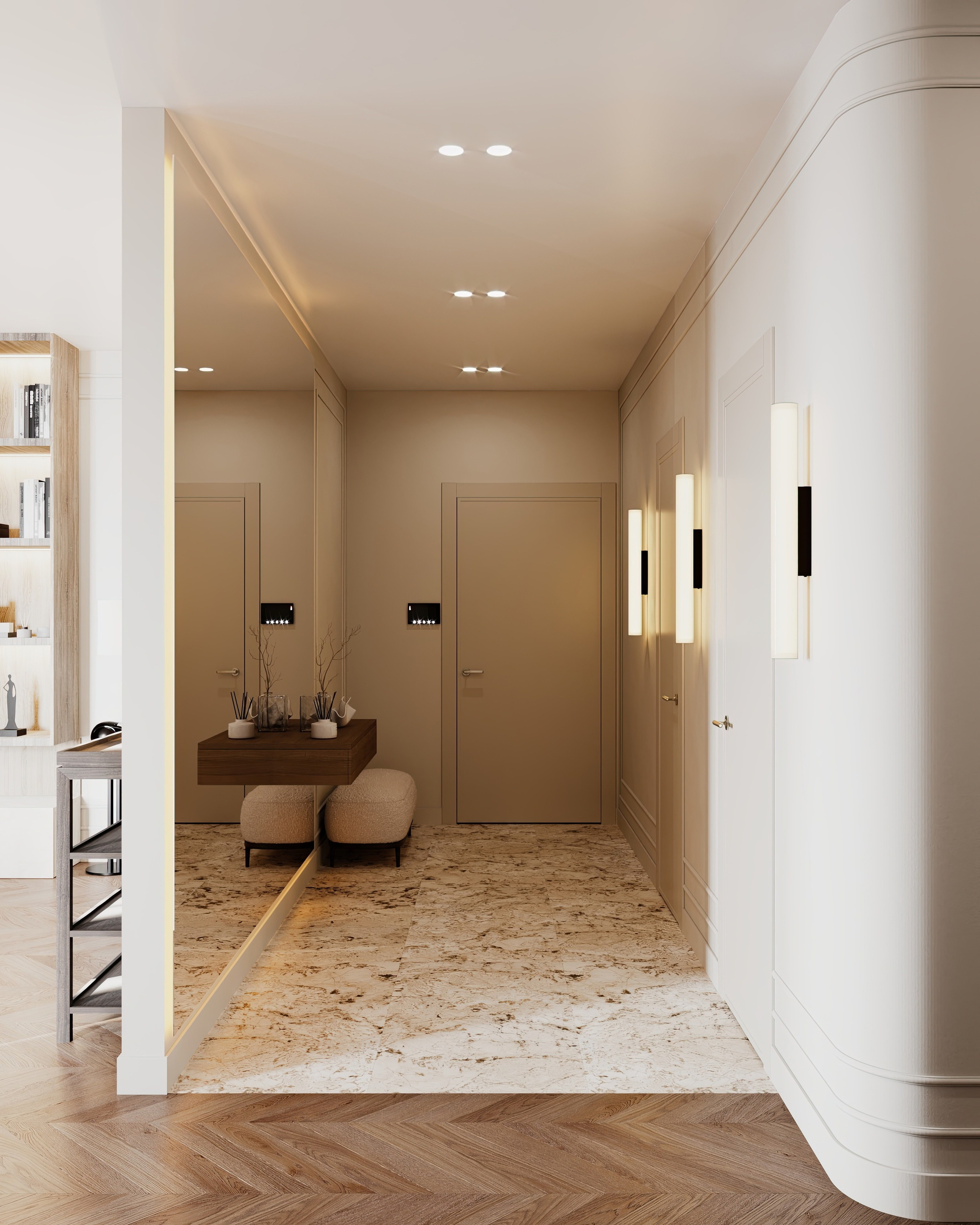 Полянка кухня-гостиная-прихожая-коридор. Визуализатор Векшина Елена