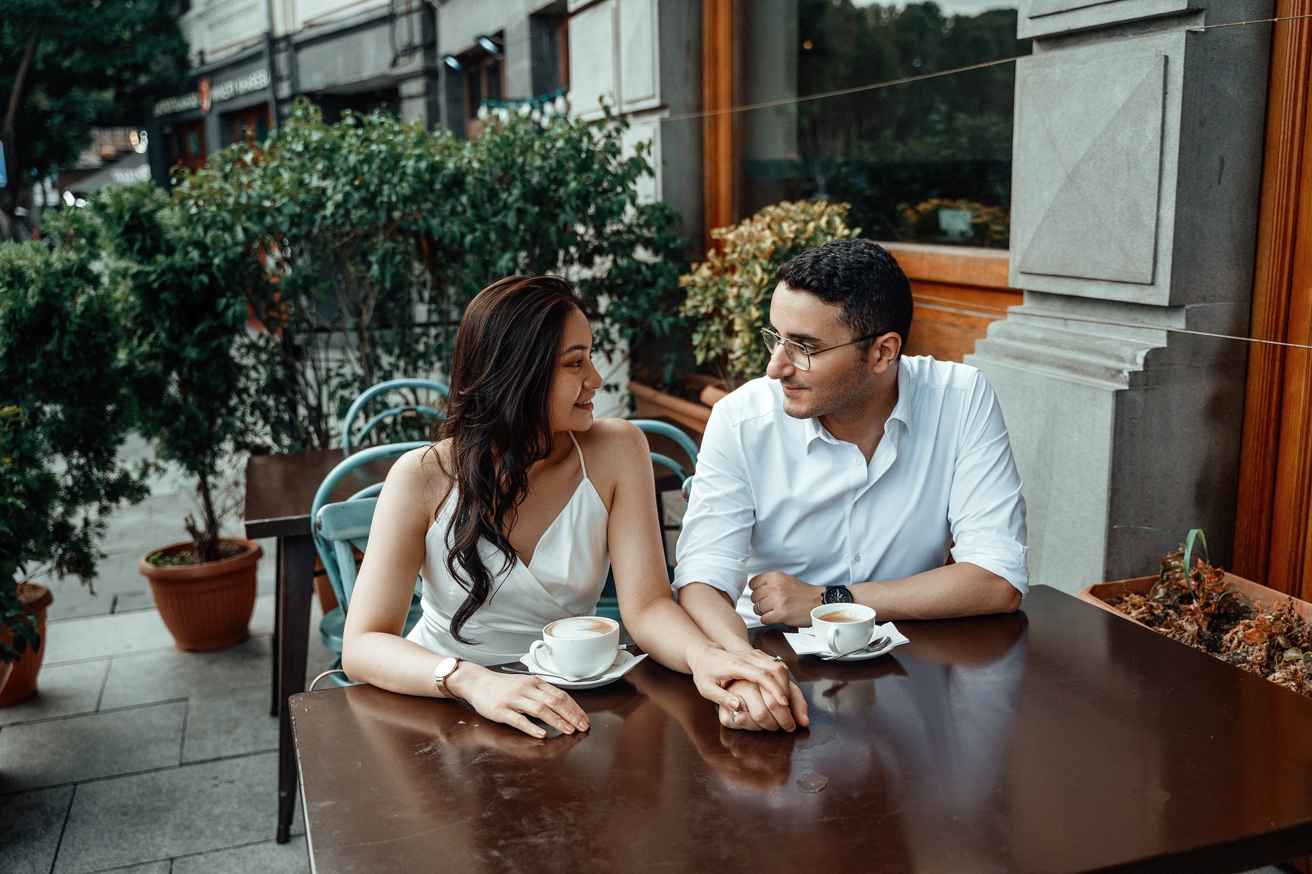 Alaeddine & Matika on the Peace Bridge in Tbilisi. Photographer Sergey Otkrytyi in Batumi & Tbilisi