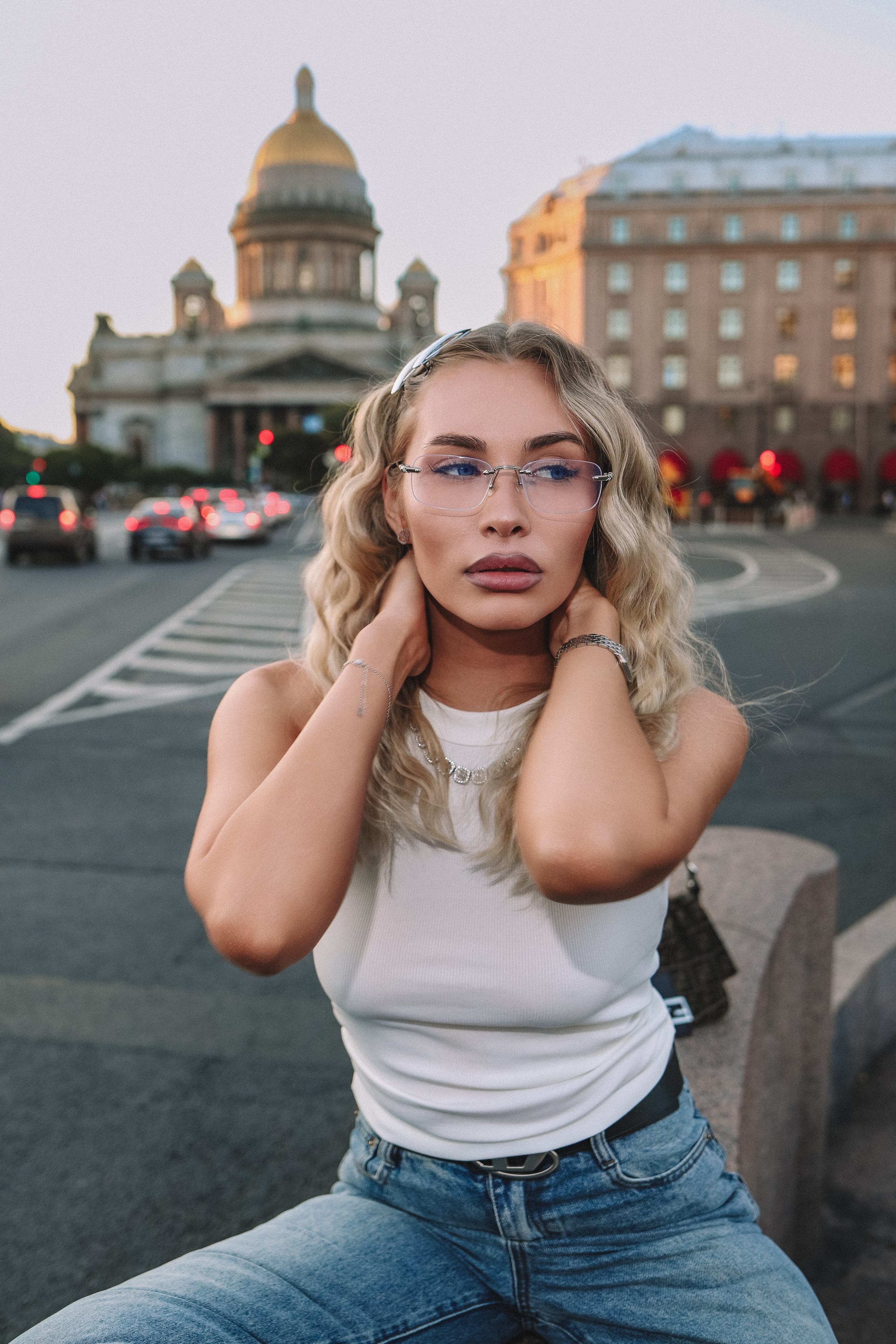 Полина — вечерний Петербург, съёмка со вспышкой | О. Беляева. Фотограф Олеся Беляева | Санкт-Петербург и Ленобласть