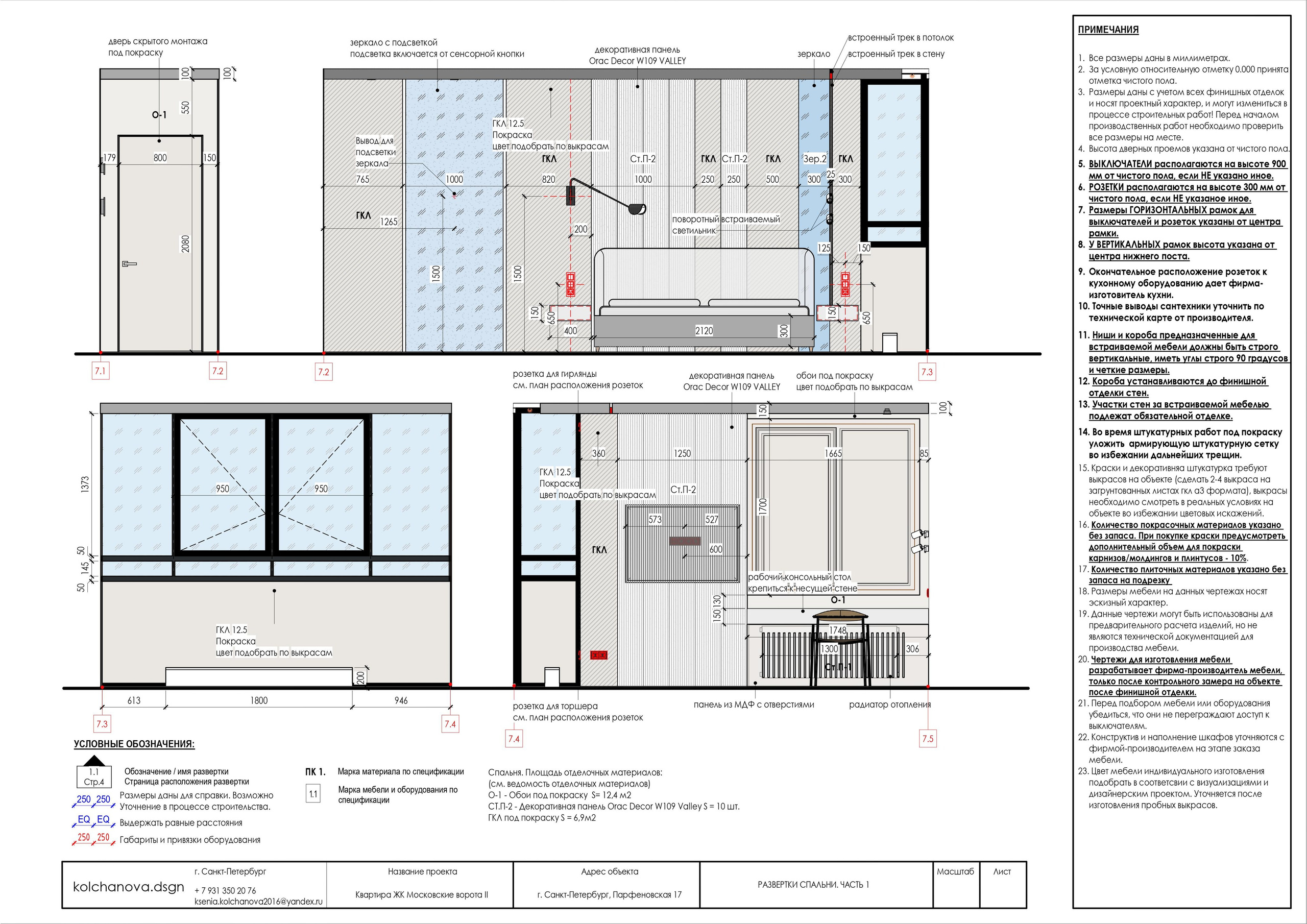 Пример рабочей документации. Дизайнер интерьера | kolchanova.dsgn