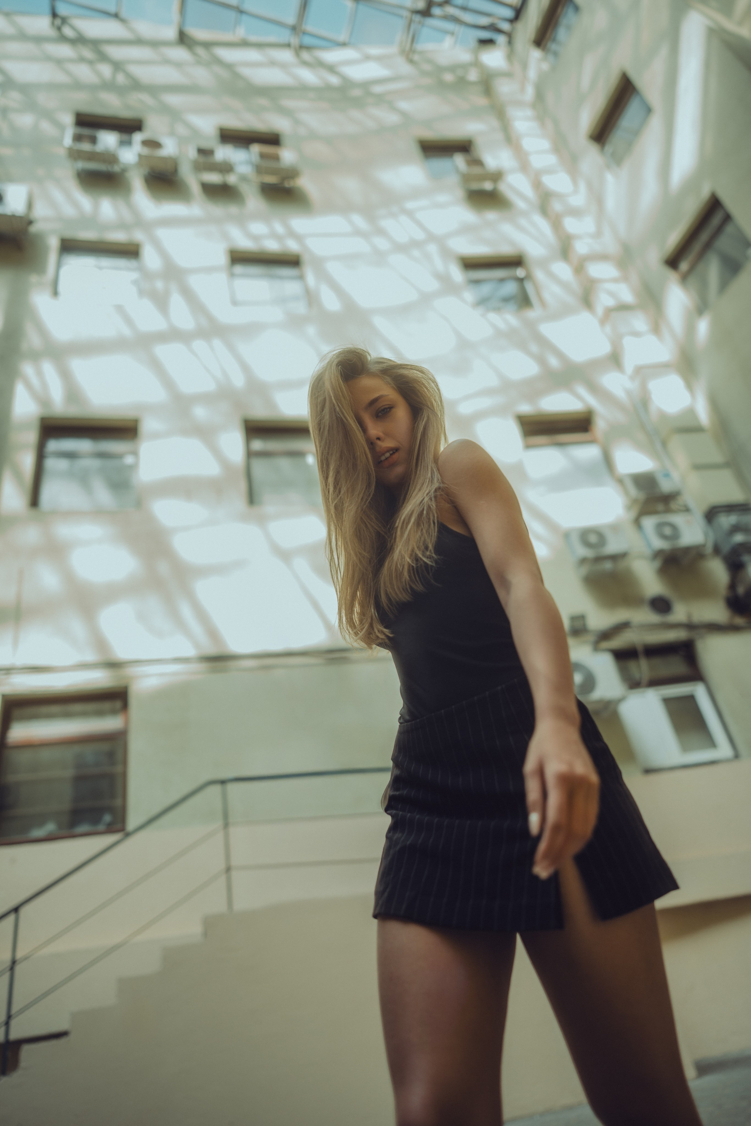 Women's street photo shoot at the Tashigo Hotel in Kazan
