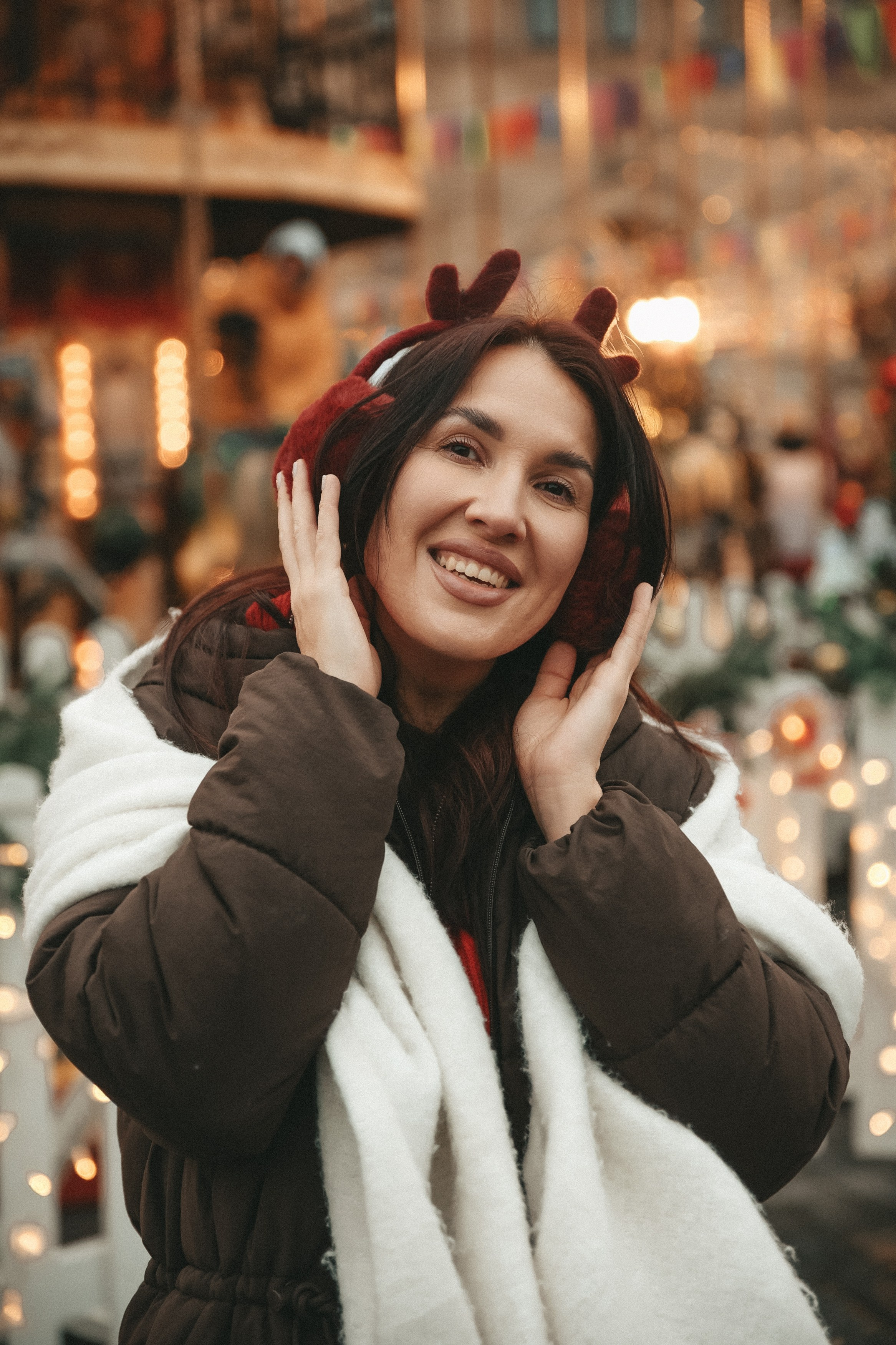 Новогодняя фотосессия на Гум ярмарка мама и дочка. Фотограф Владимир Москва