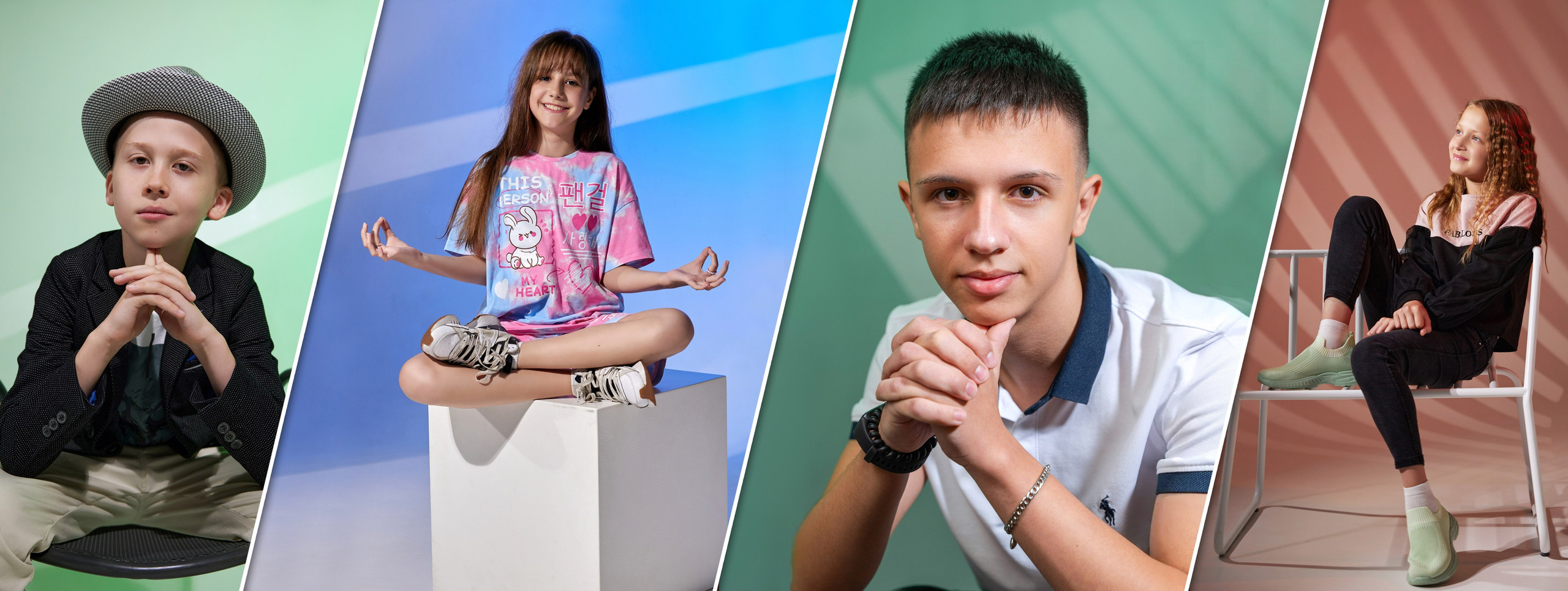 Портрет на цветной стене с рисунком «Гобо». Правильный Выпускной Альбом