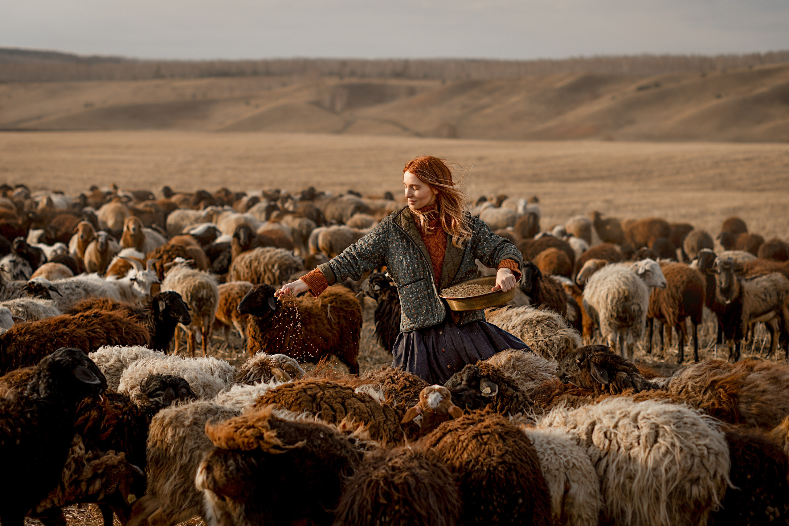 Диана и барашки. Детский и семейный фотограф в Красноярске Елена Коровкина