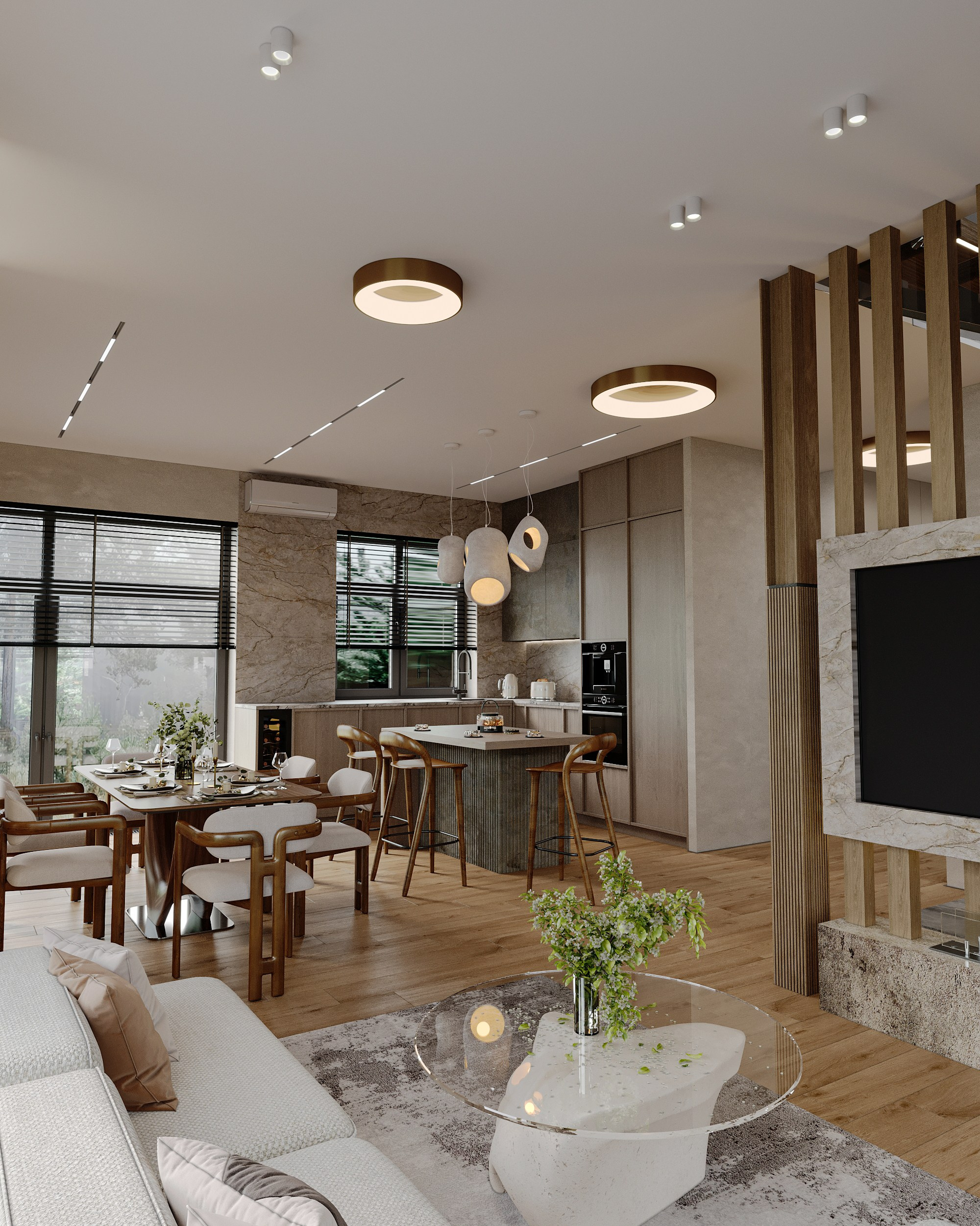 Визуализация загородного дома (интерьерная). Королёва Анастасия | 3D визуализатор