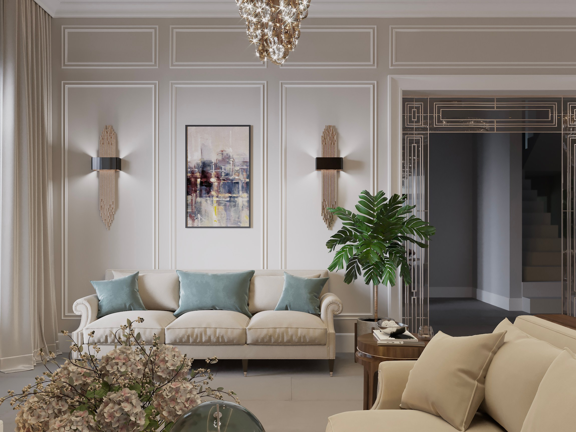 Coastal Cottage — Interior in Modern Classic Style. 3D INTERIOR AND ARCHITECTURE VISUALIZATION