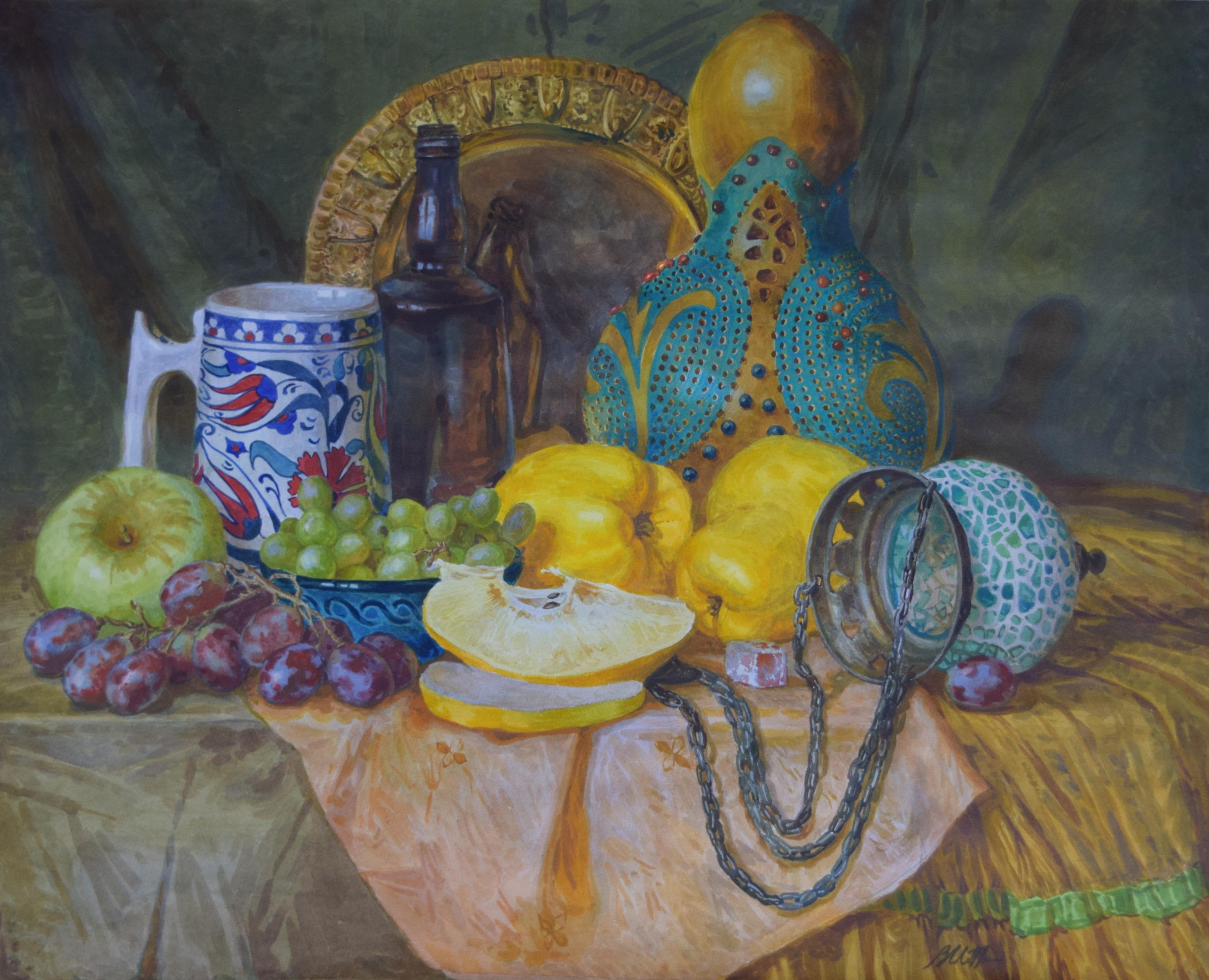 "Завтрак в Стамбуле" 2020 г. 68 на 55 см. бумага, акварель. 7000 р.