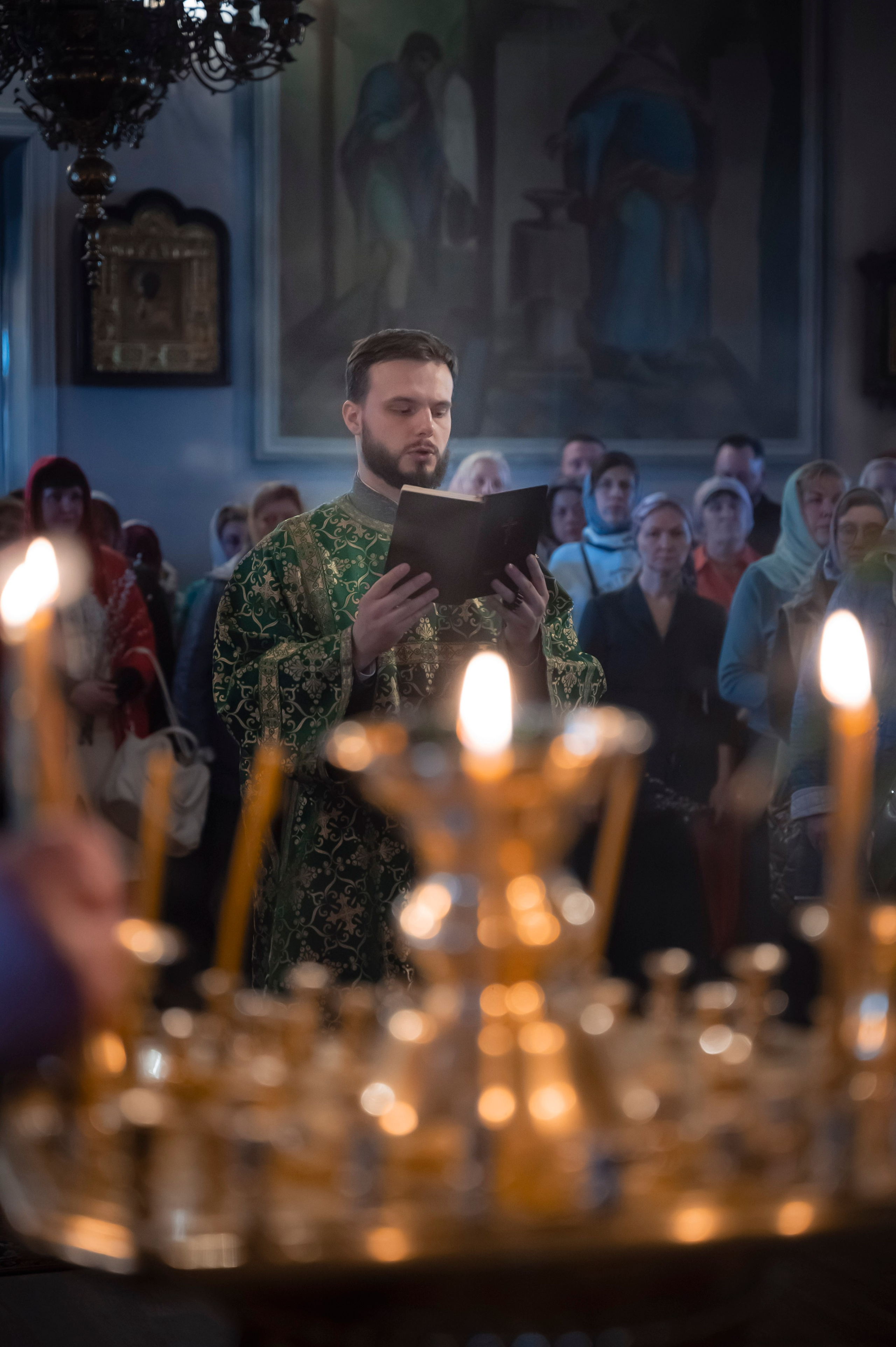 Богородский Храм. Всенощное бдение. Освящение верб. Антон и Татьяна Денисенко — В храме