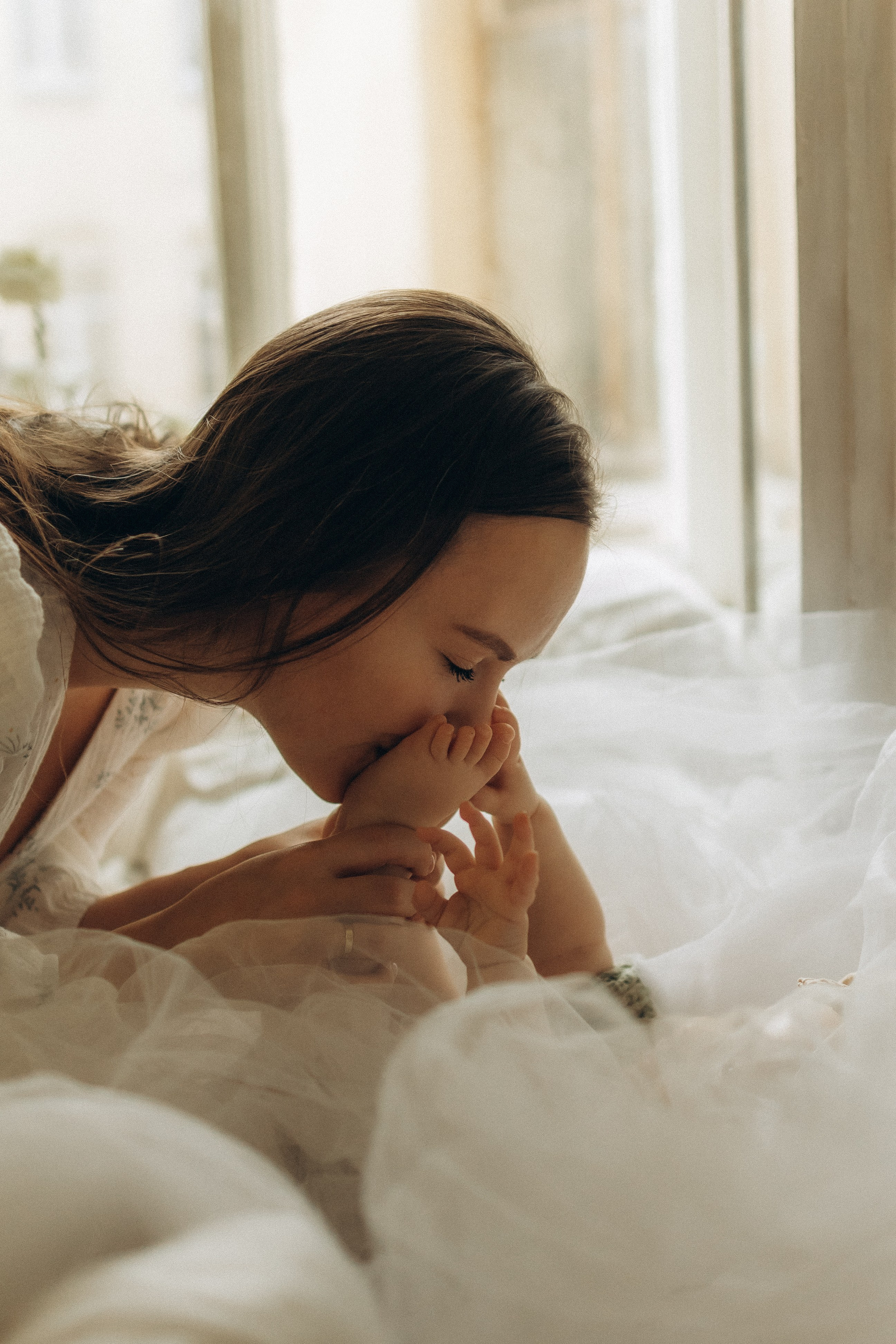 Аня и малышка Настя. Семейный, домашний, ньюборн фотограф Москва Цветкова Елизавета