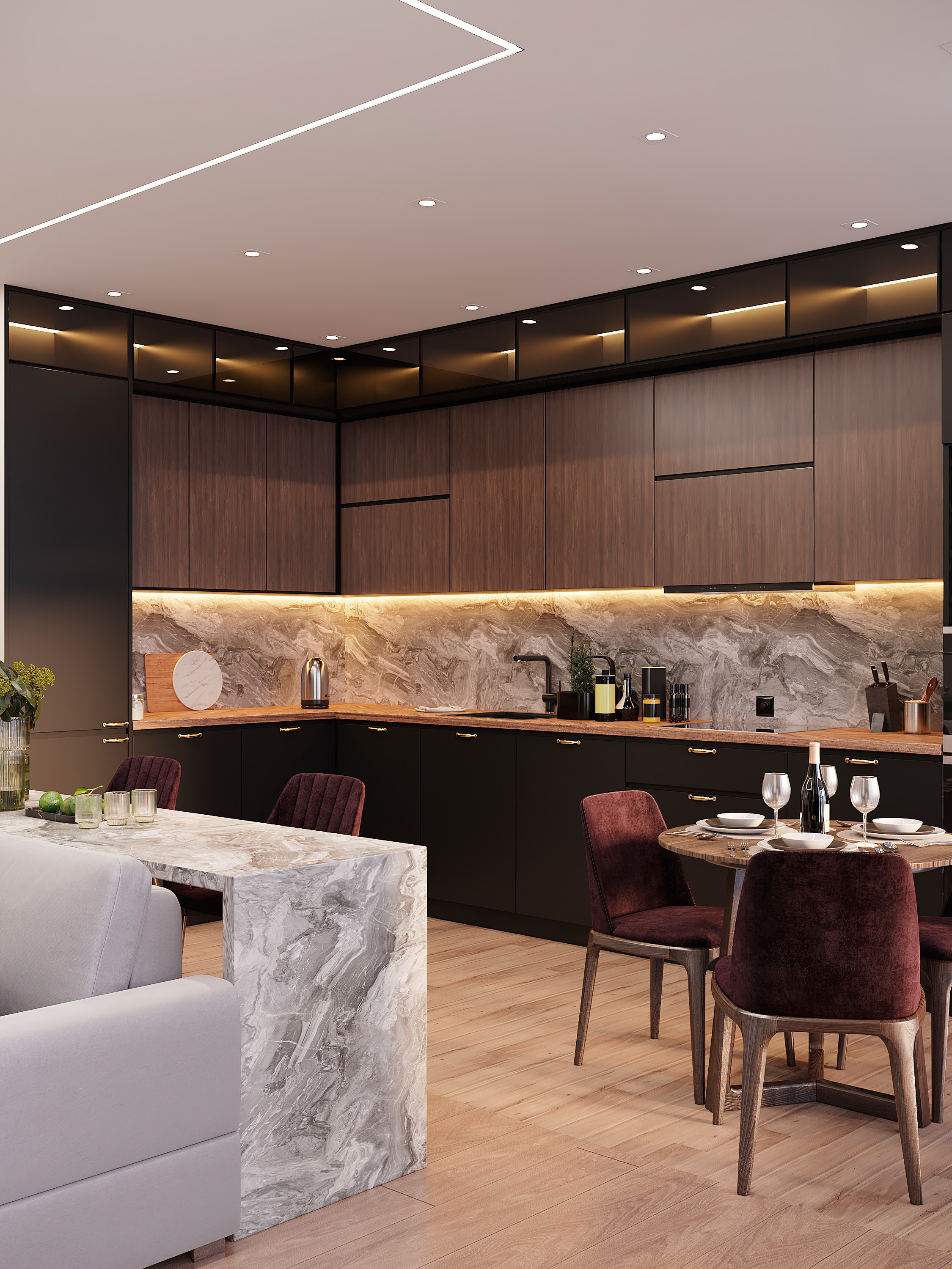 Просторная квартира 100 м² с кальянной зоной и темной спальней-кабинетом. Батракова Наталья дизайнер интерьеров Санкт-Петербург Москва Архангель