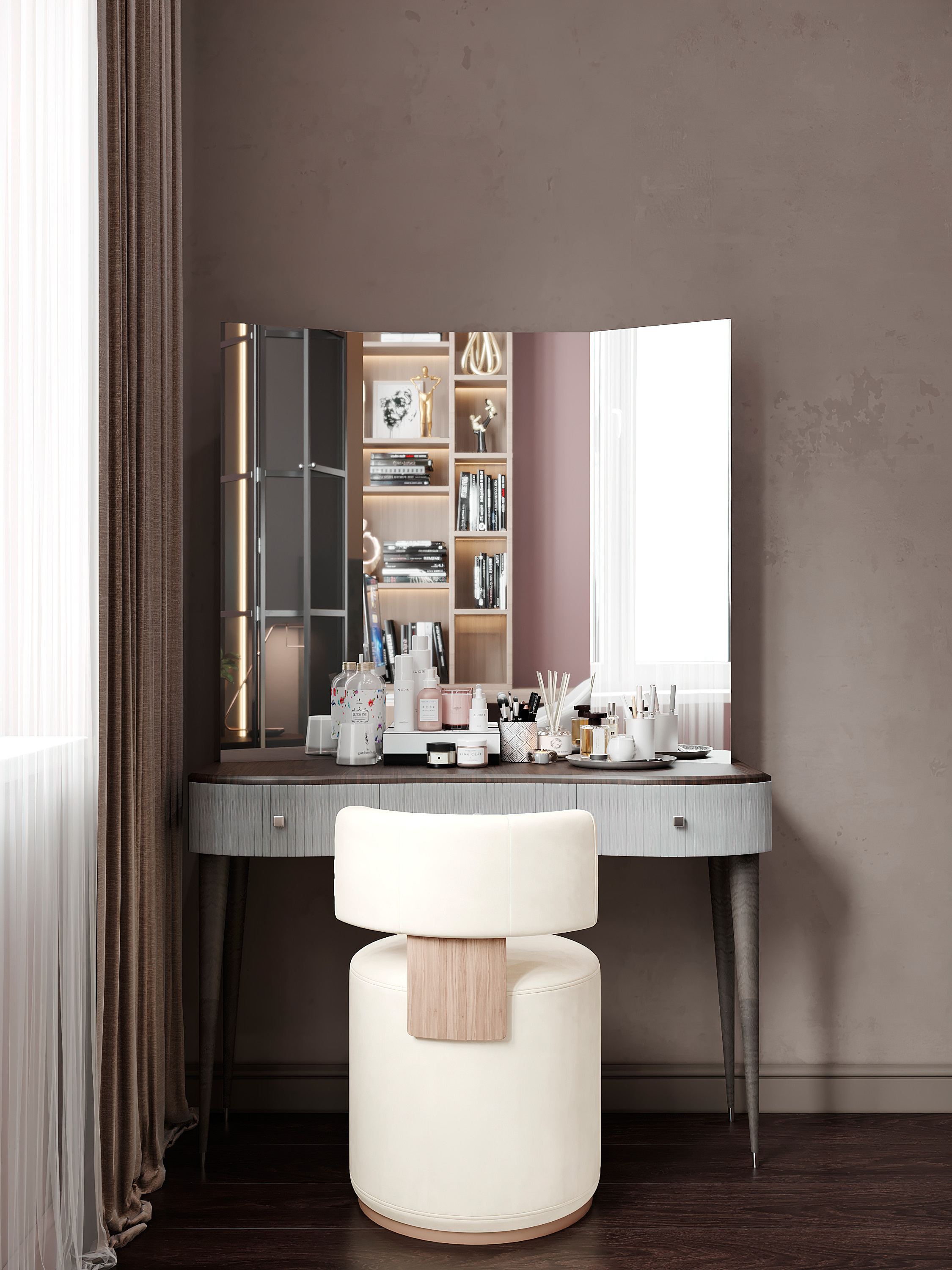 Просторная квартира 100 м² с кальянной зоной и темной спальней-кабинетом. Батракова Наталья дизайнер интерьеров Санкт-Петербург Москва Архангель