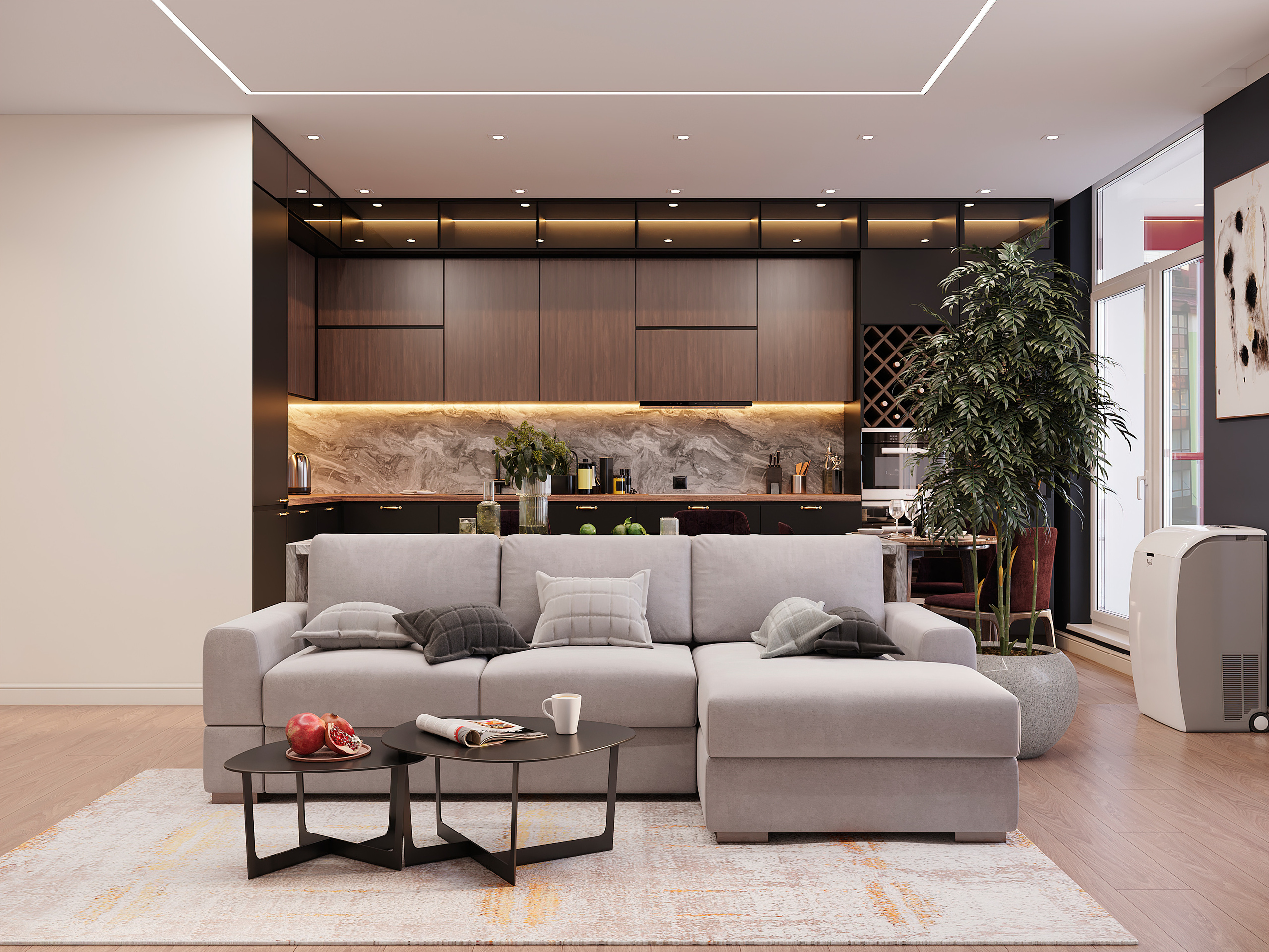 Просторная квартира 100 м² с кальянной зоной и темной спальней-кабинетом. Батракова Наталья дизайнер интерьеров Санкт-Петербург Москва Архангель