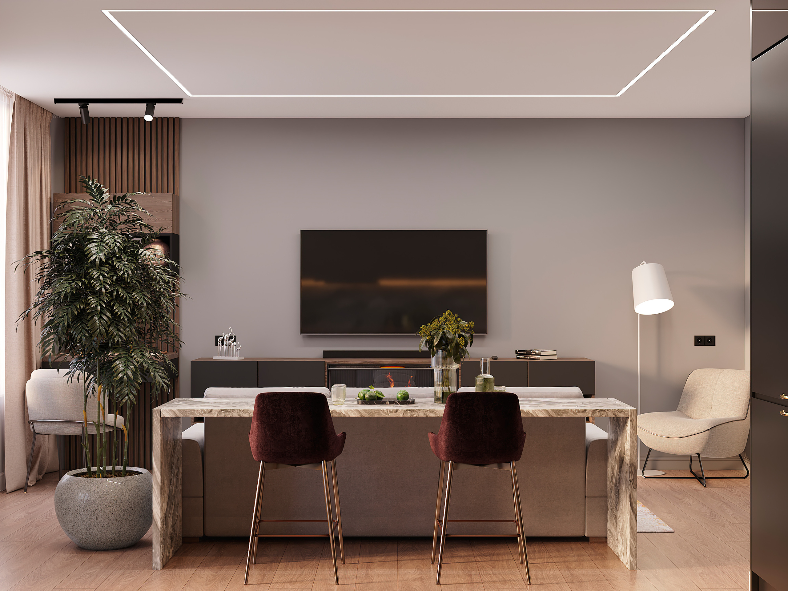 Просторная квартира 100 м² с кальянной зоной и темной спальней-кабинетом. Батракова Наталья дизайнер интерьеров Санкт-Петербург Москва Архангель