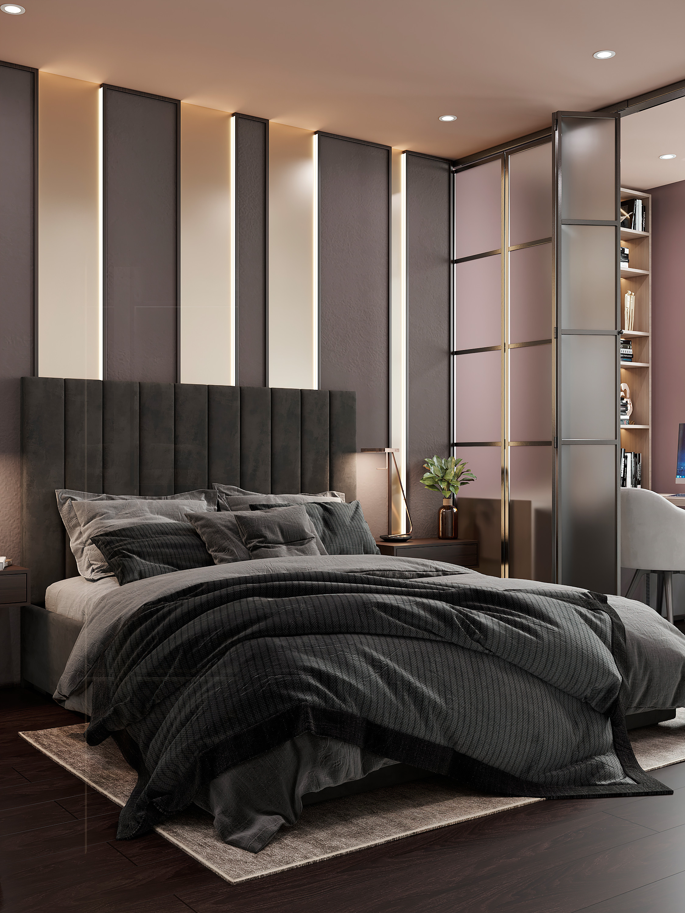 Просторная квартира 100 м² с кальянной зоной и темной спальней-кабинетом. Батракова Наталья дизайнер интерьеров Санкт-Петербург Москва Архангель