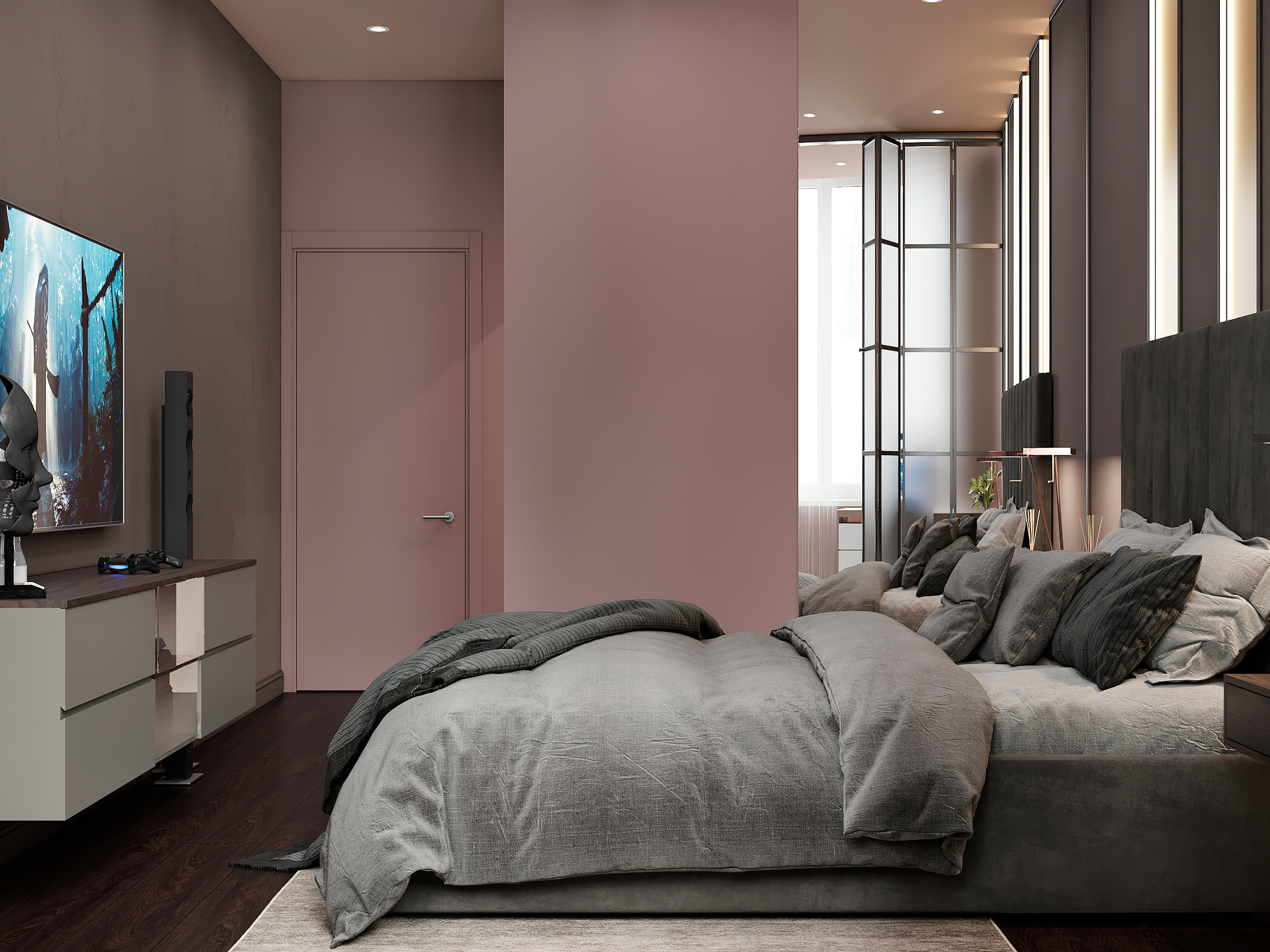 Просторная квартира 100 м² с кальянной зоной и темной спальней-кабинетом. Батракова Наталья дизайнер интерьеров Санкт-Петербург Москва Архангель