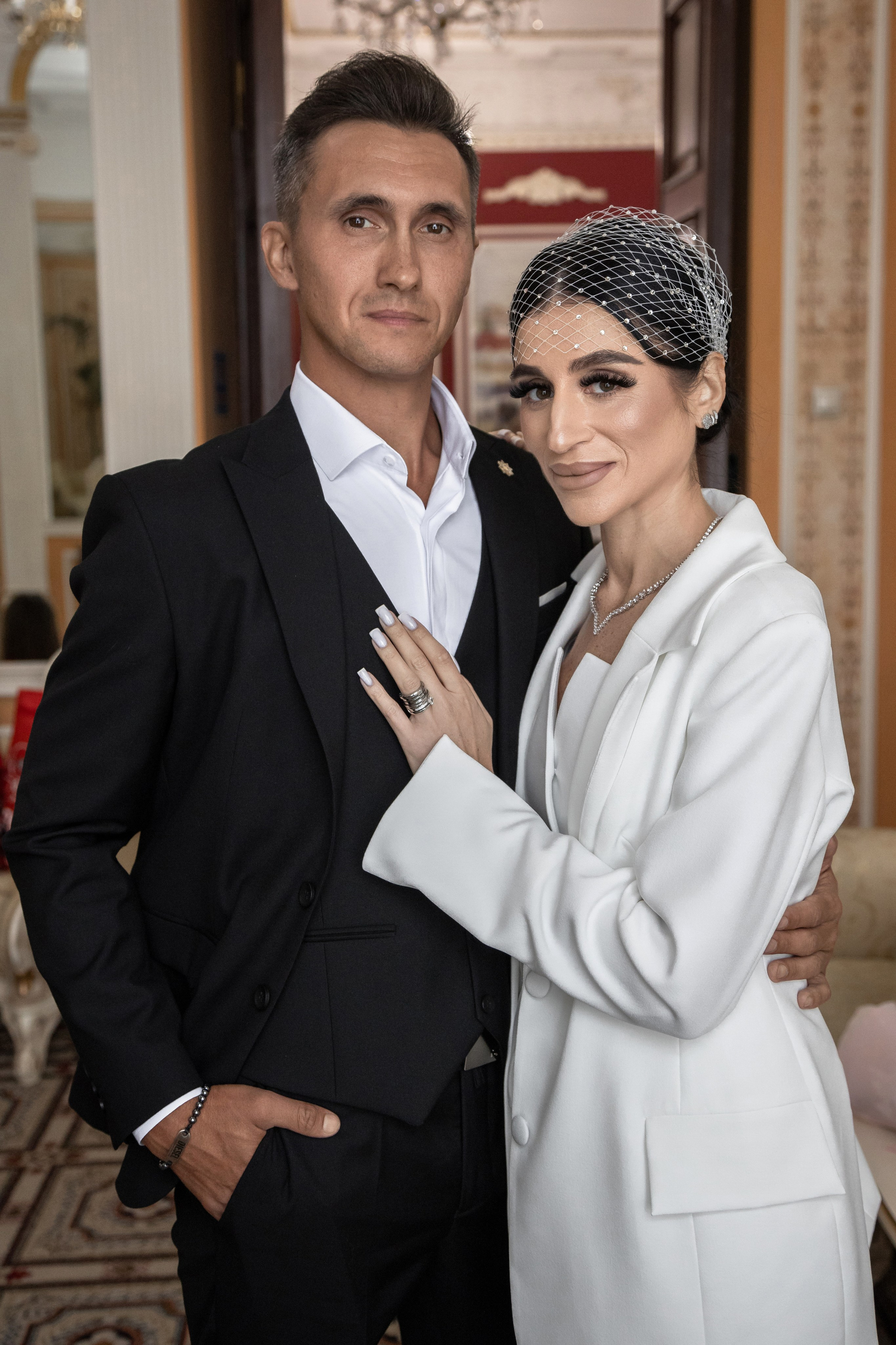 Дворец бракосочетания №1, регистрация брака в Грибоедовском ЗАГСе, портрет пары