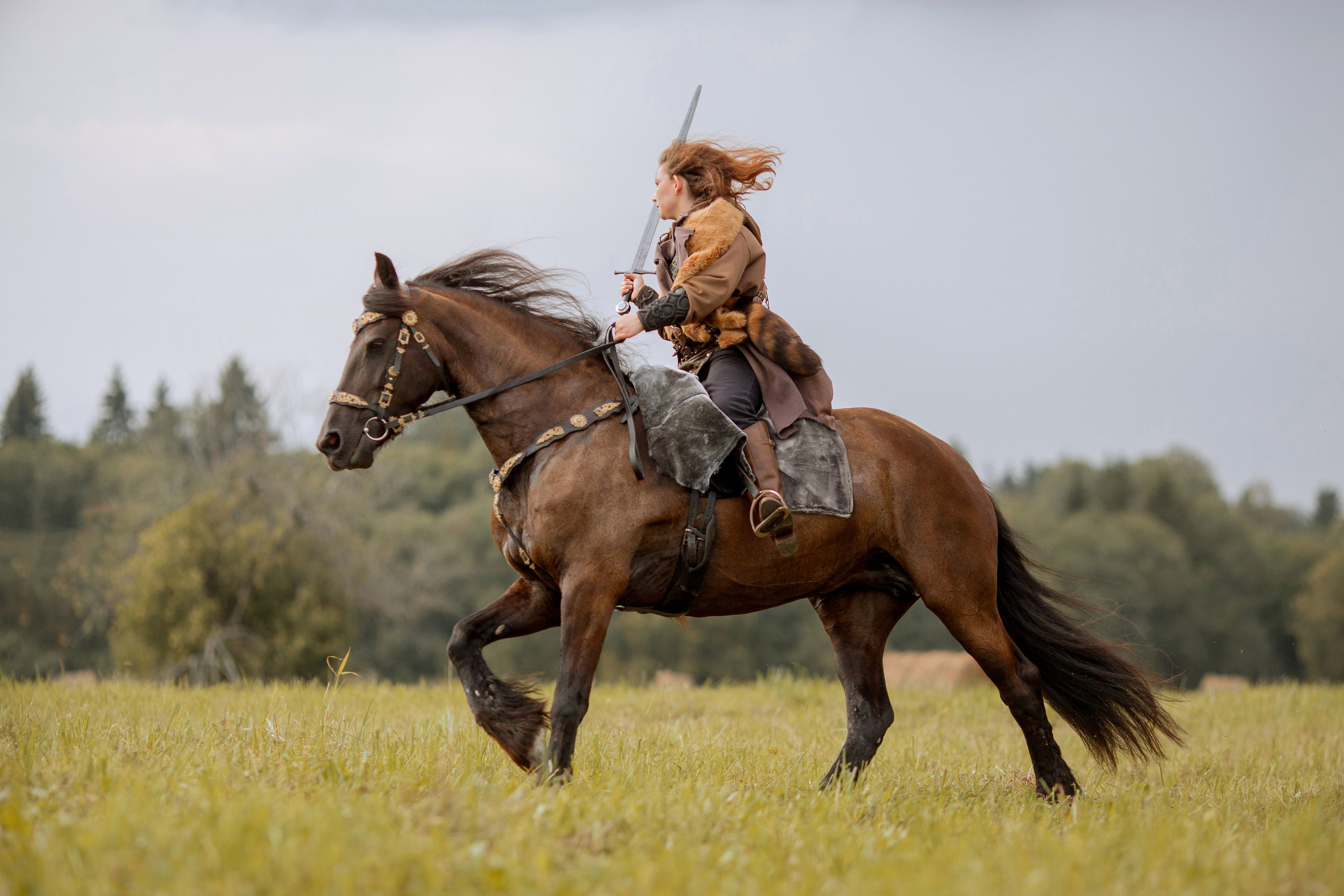 Фотосессия с лошадью в стиле викингов