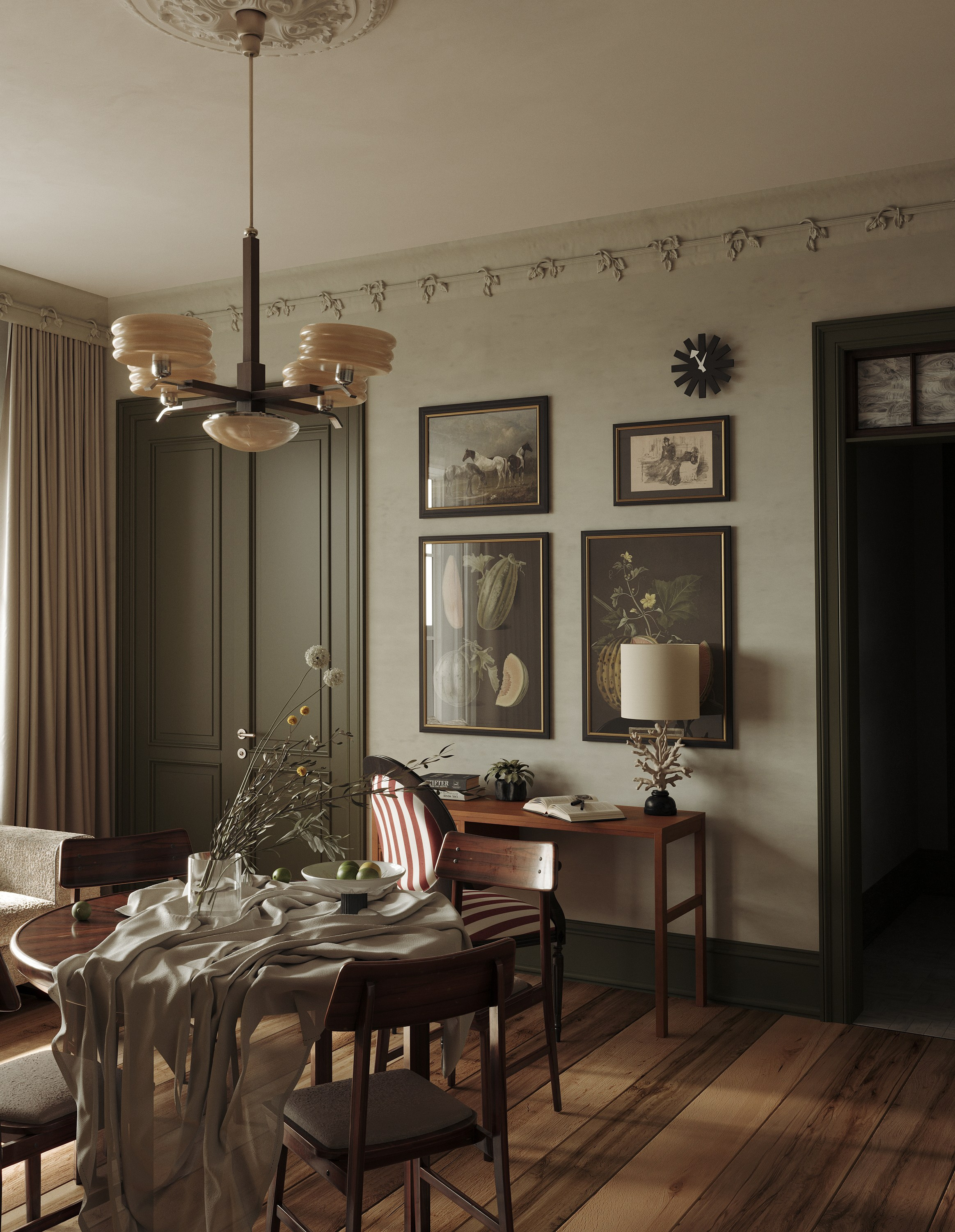 Kitchen dining room. выполнено по референсу. 3d визуализатор интерьеров