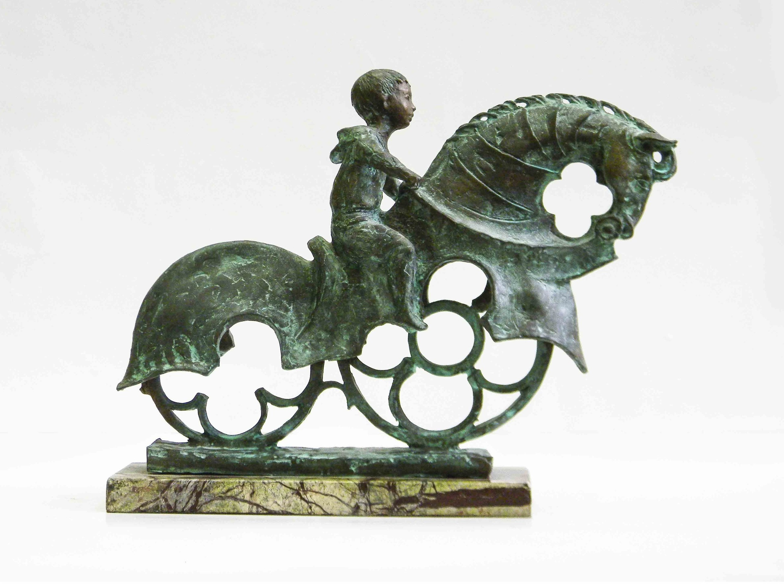 "Железный конь" из серии Сказки. Бронза, мрамор,  27 H x 35 W x 9 cm 