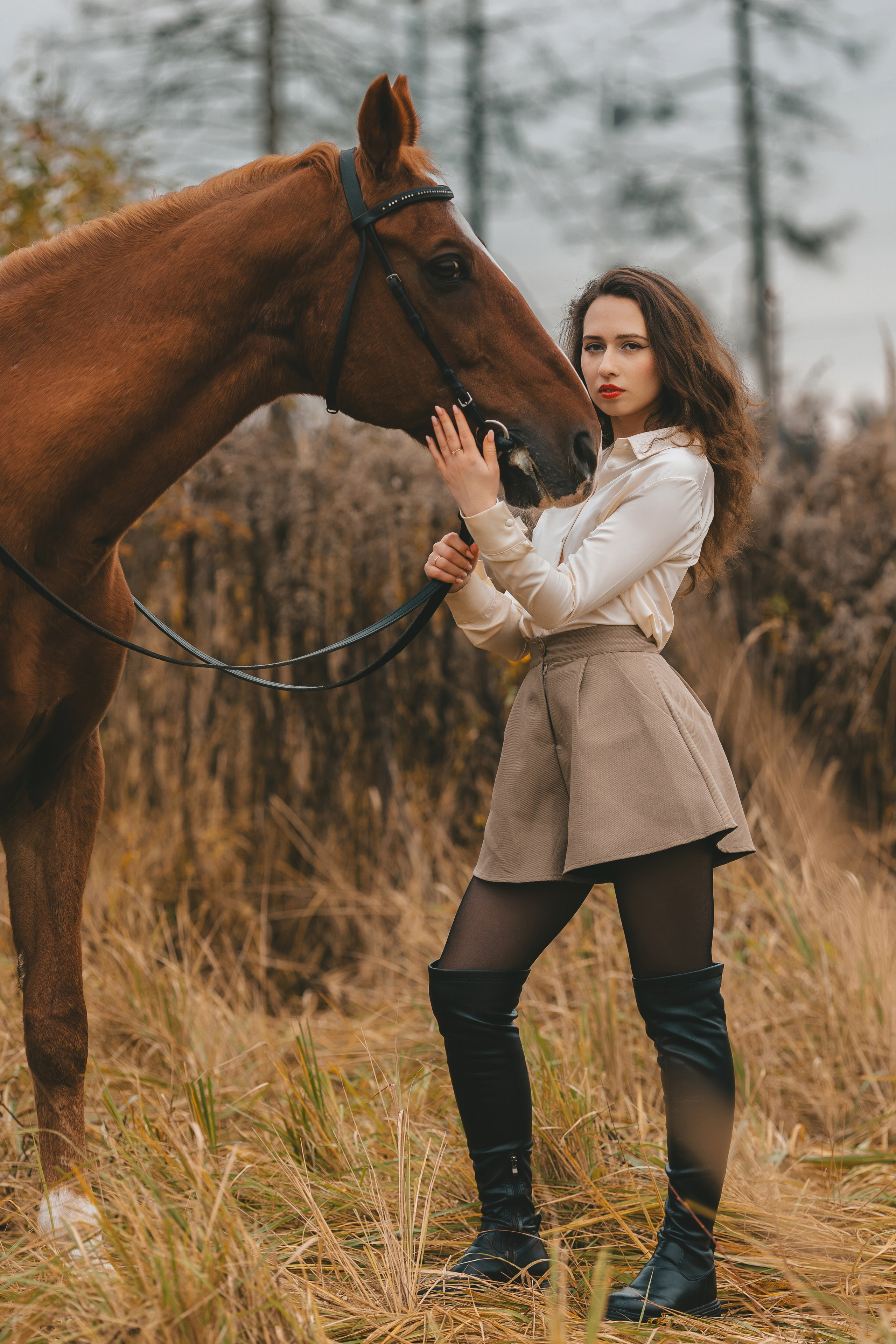 Женский портрет с лошадью. Семейный и женский фотограф в Москве Надежда Воробьева