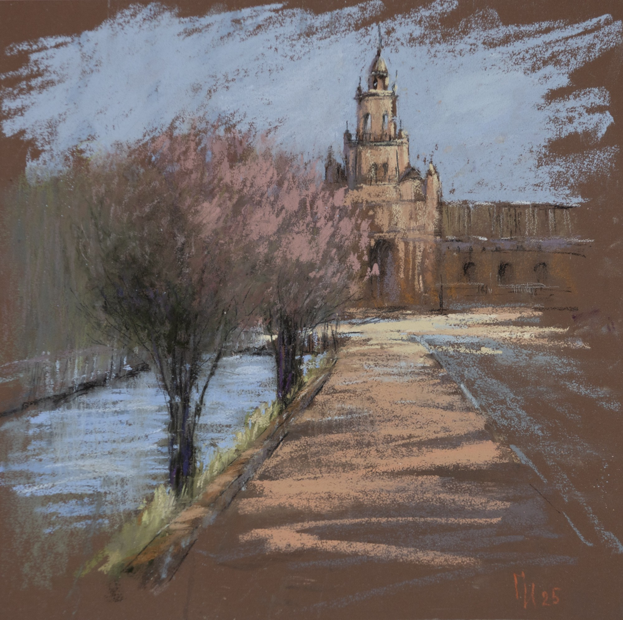 Севилья, Площадь Испании. Пастель, 27x27см.