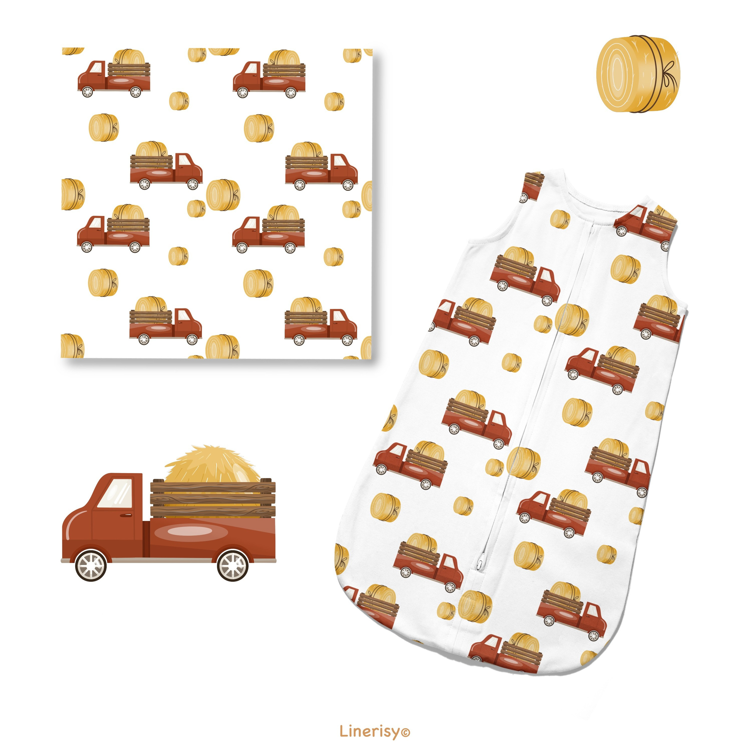 Набор бесшовных паттернов «Осенняя ферма». Художник-иллюстратор Евгения Бекренёва