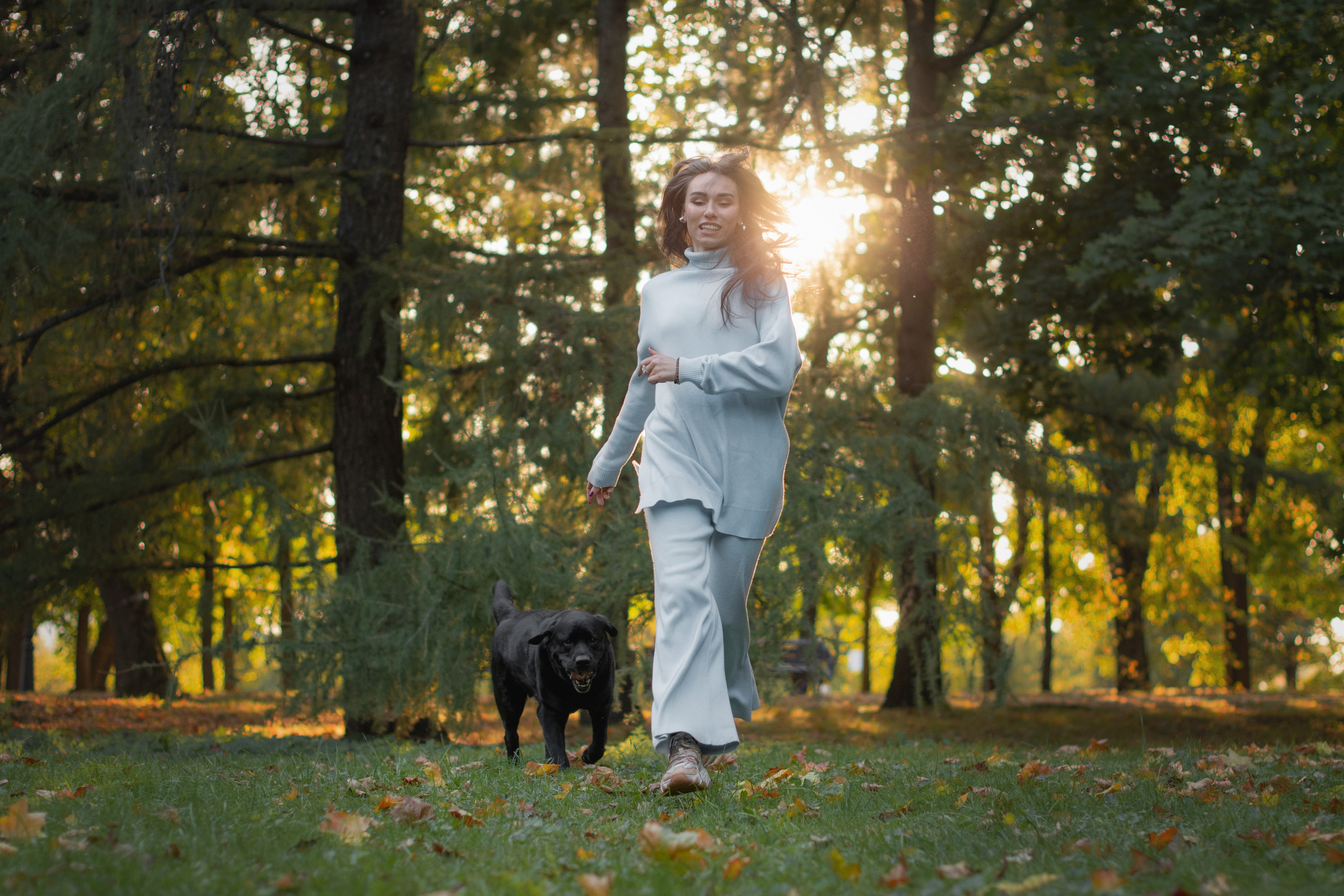 Семейная осенняя фотосессия с собакой. Фотограф собак, анималист в Москве Кира Яковлева