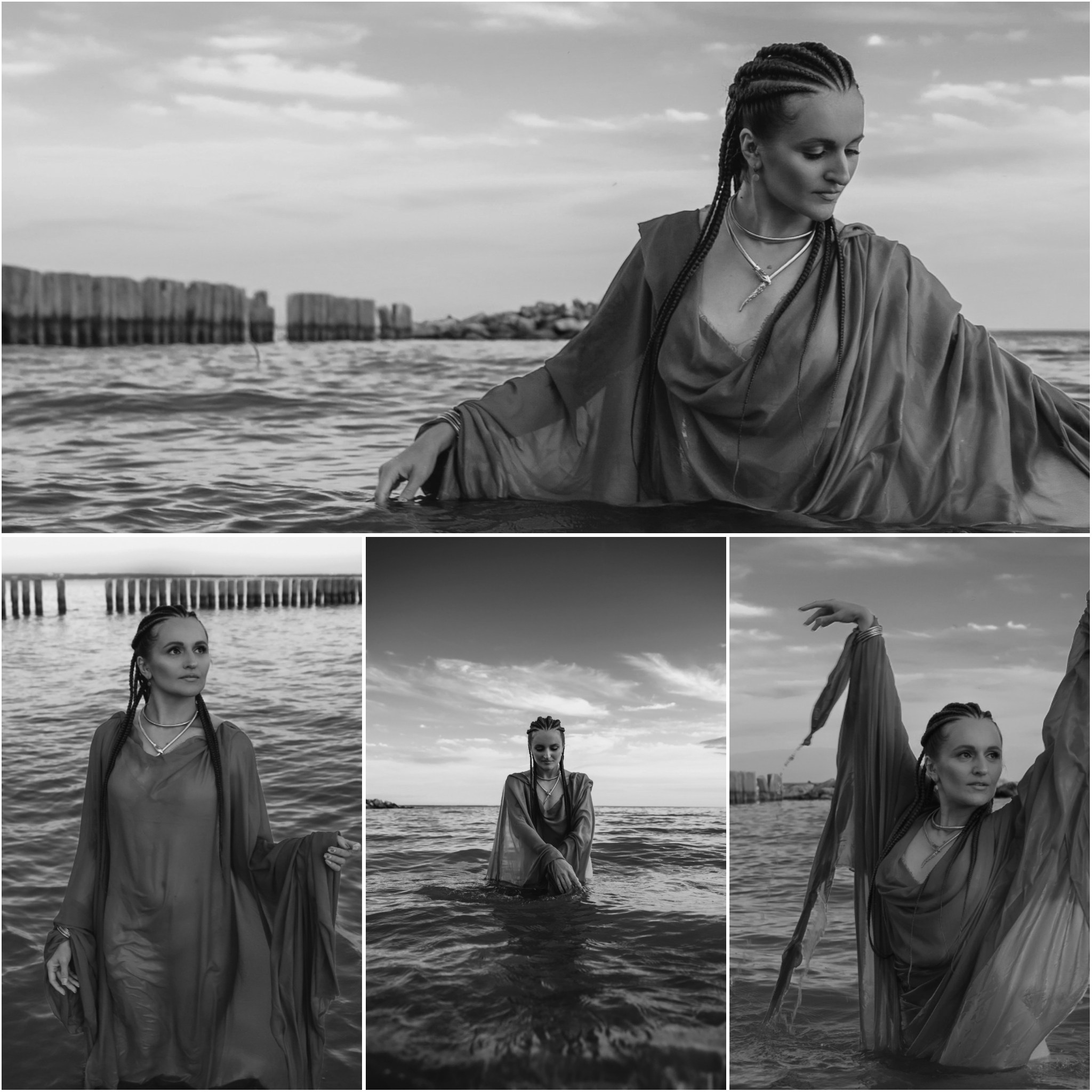 чб фото девушки в воде