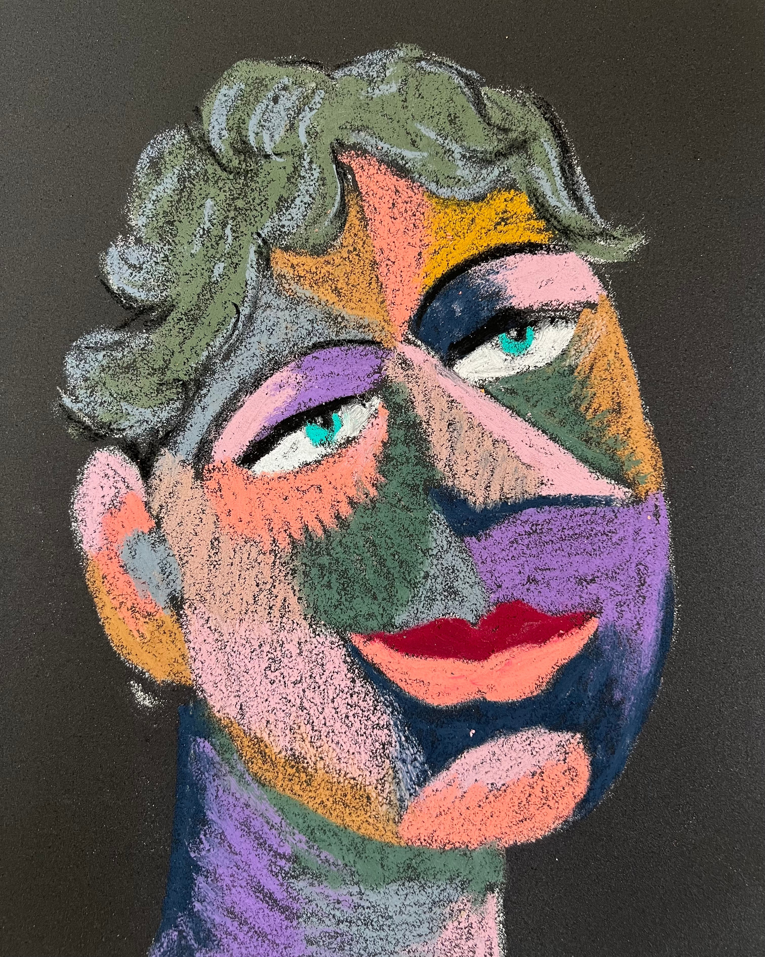 Merry Fellow . Oil pastel, sandpaper. 28 x 23 cm