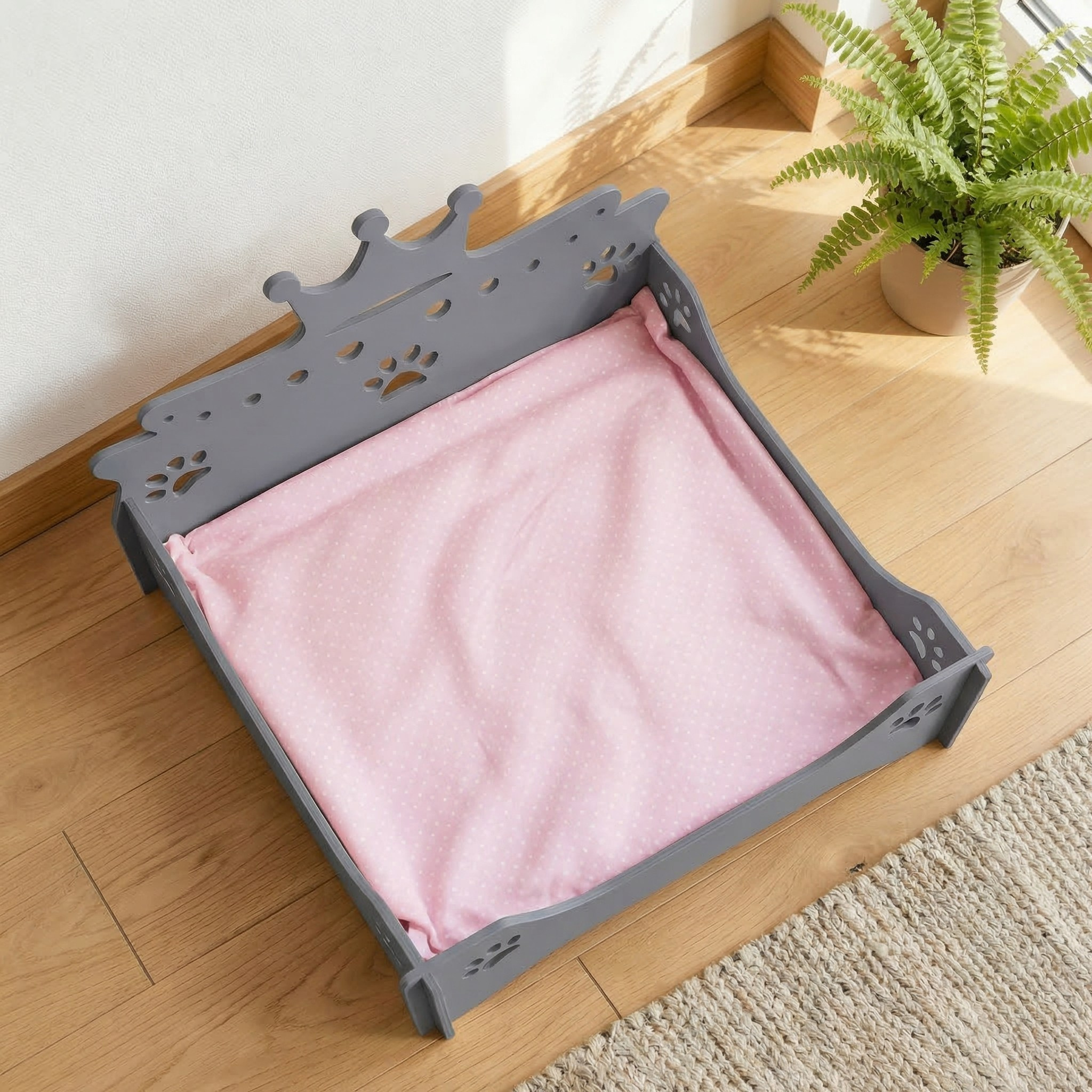 Лежанка для кошек и собак «Королевская» Серая. Murstyle